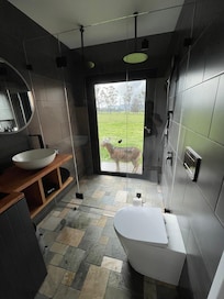 Bathroom with bucolic views