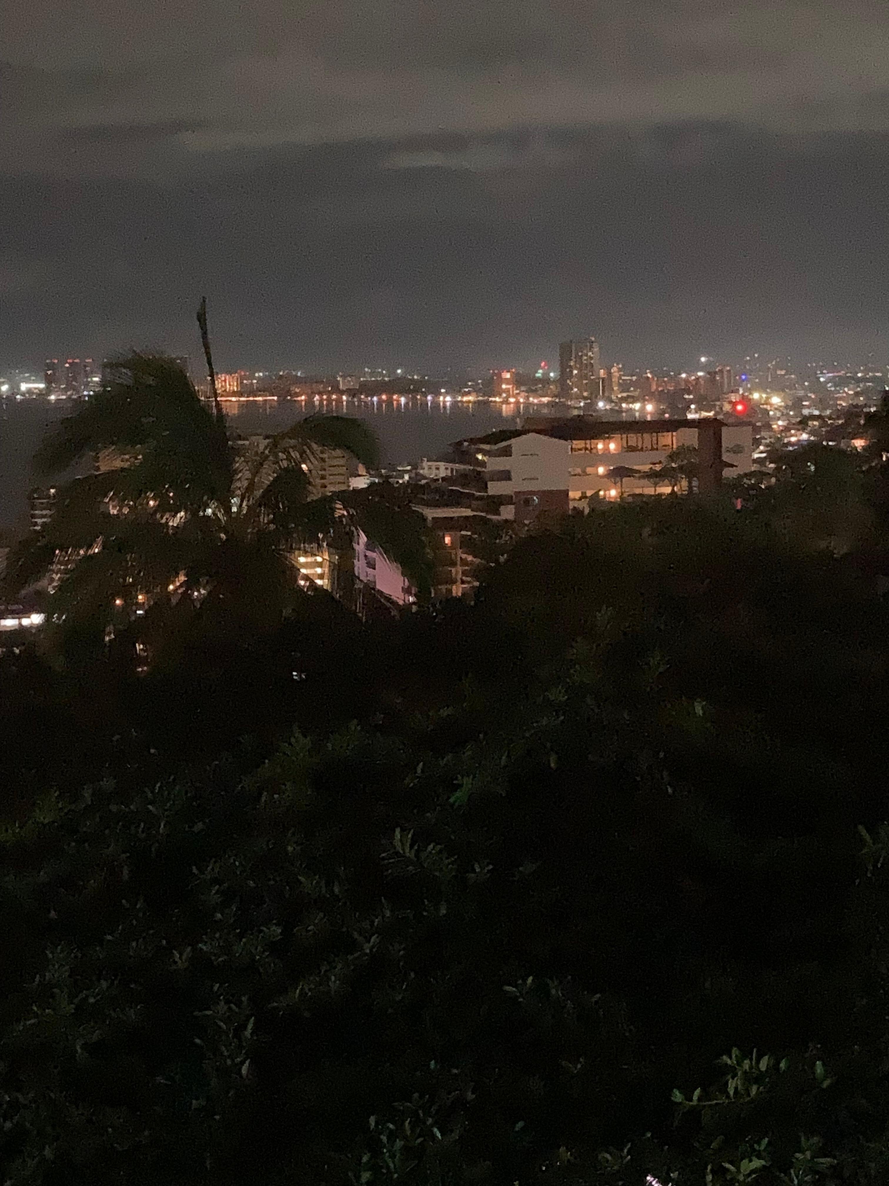 Spectacular evening view of the city lights