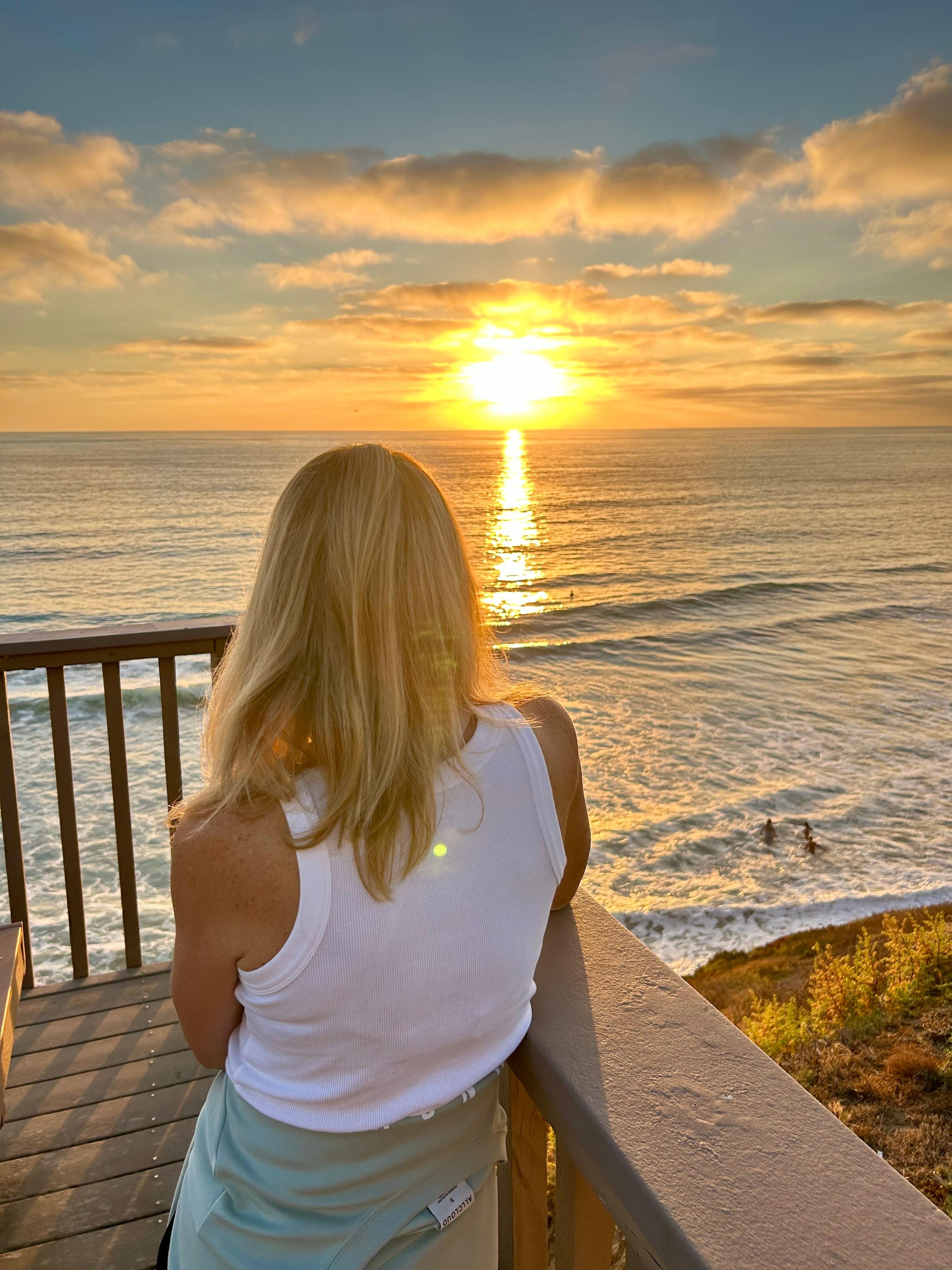 Sunset from beach access landing.