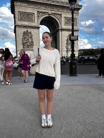 Arc de Triomphe monument. Tickets at base of the monument to use stairs for access to top for great views and history.