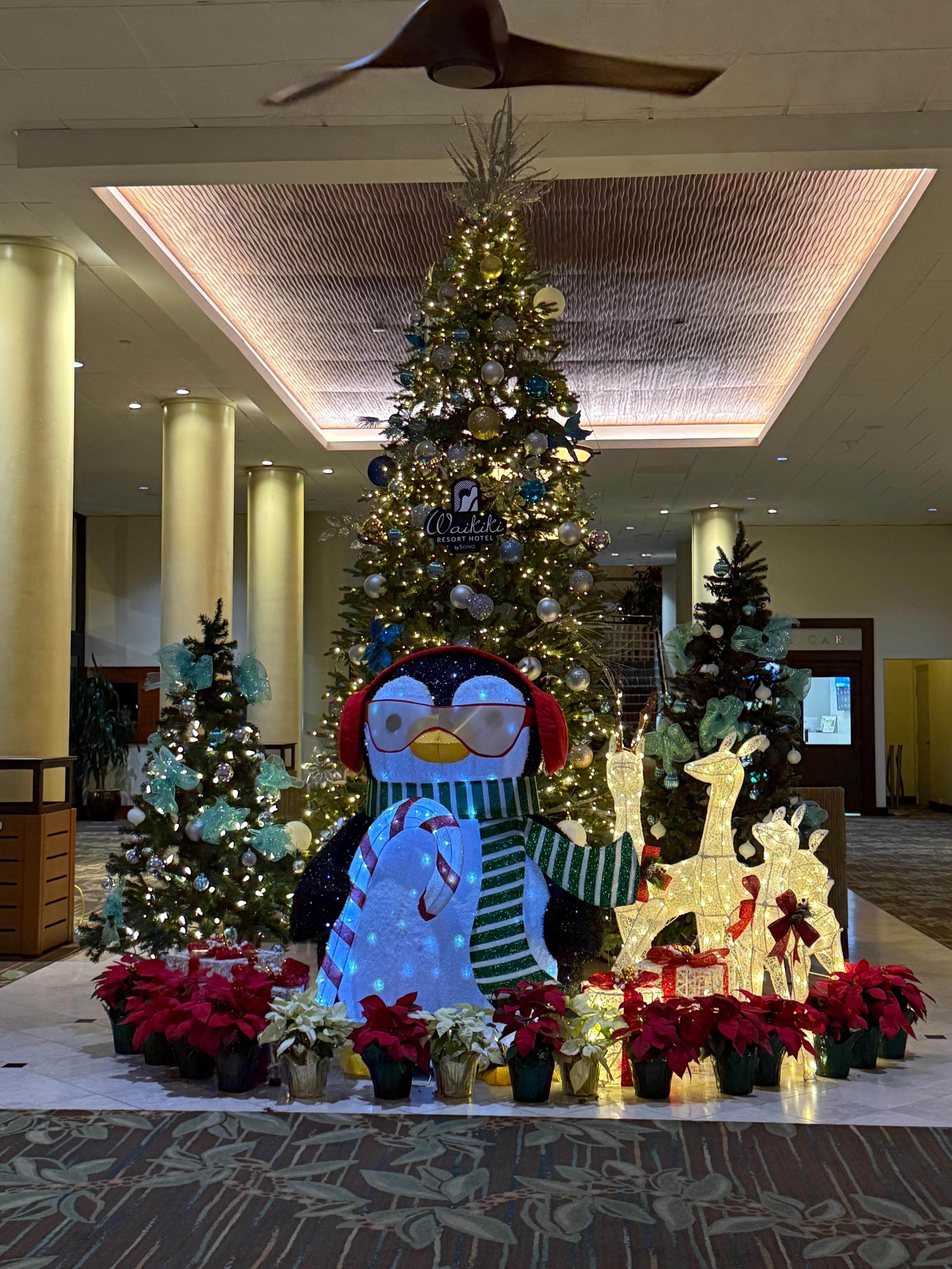 Front lobby at Christmas time