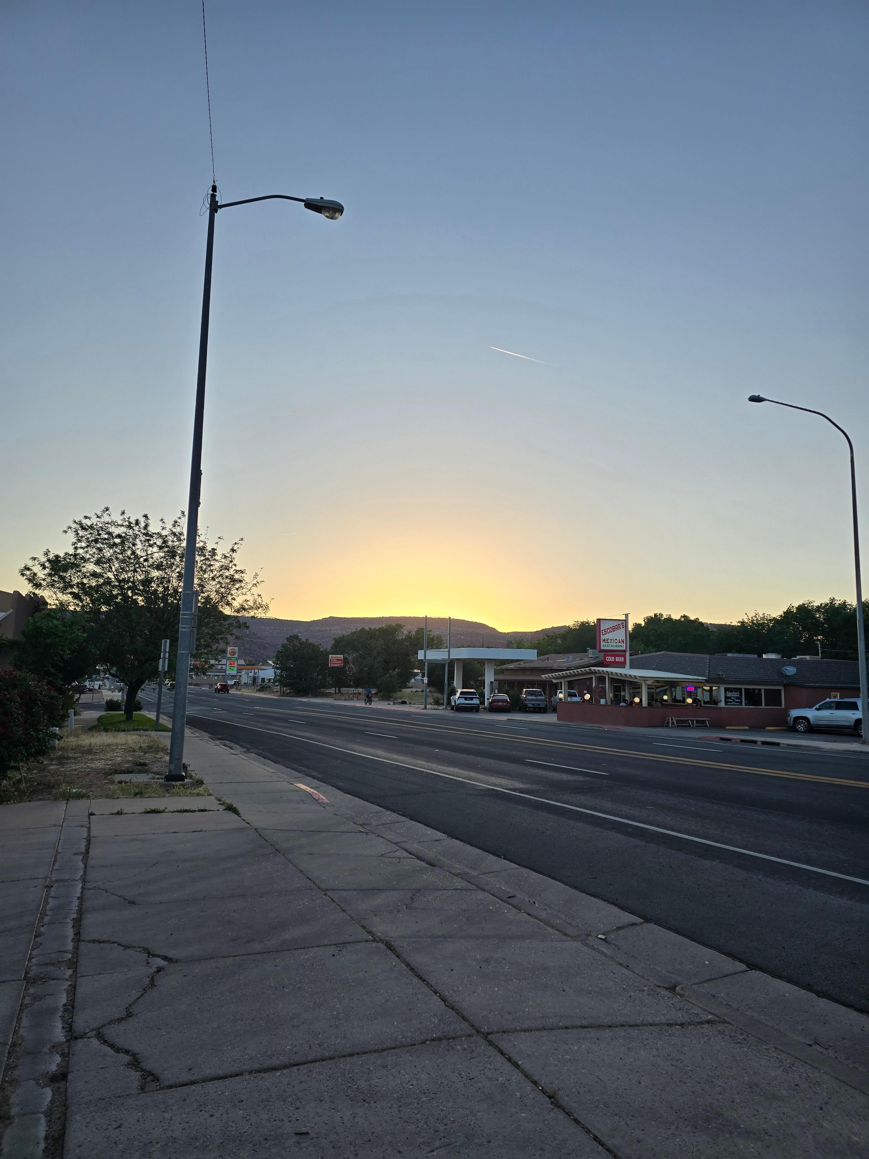 View down the street from motel