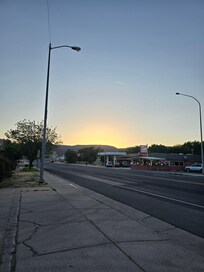 View down the street from motel