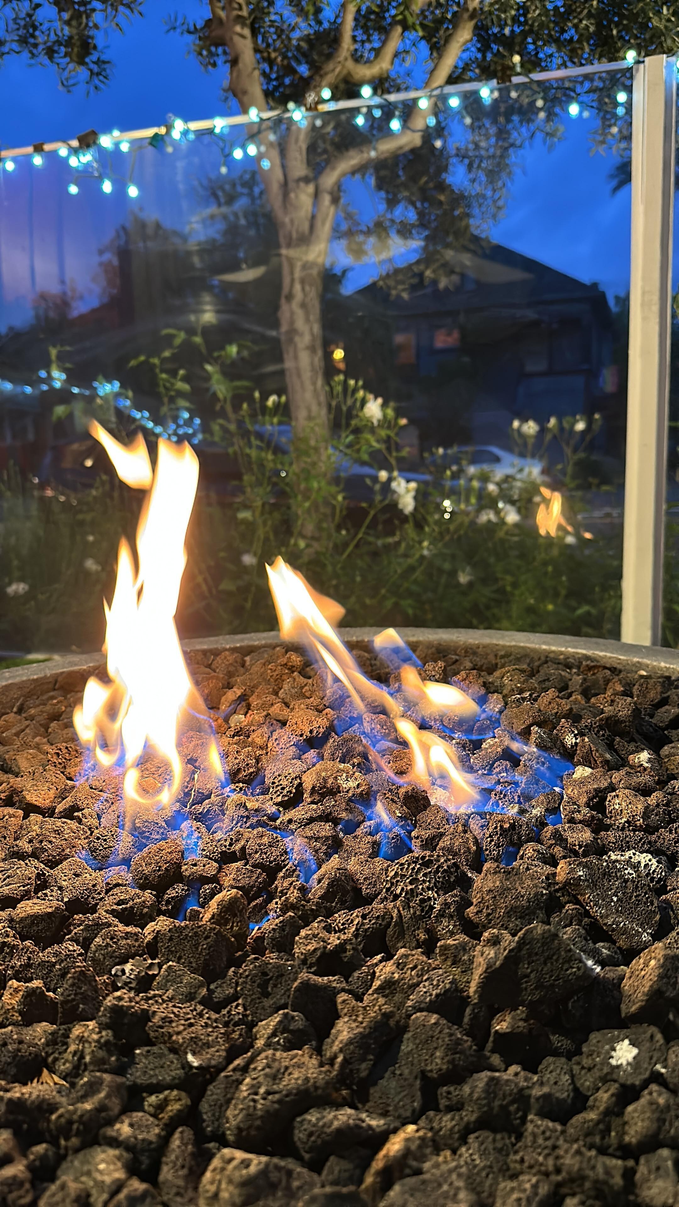 A gas powered fire pit on the patio was a lovely place to relax at the end of the day