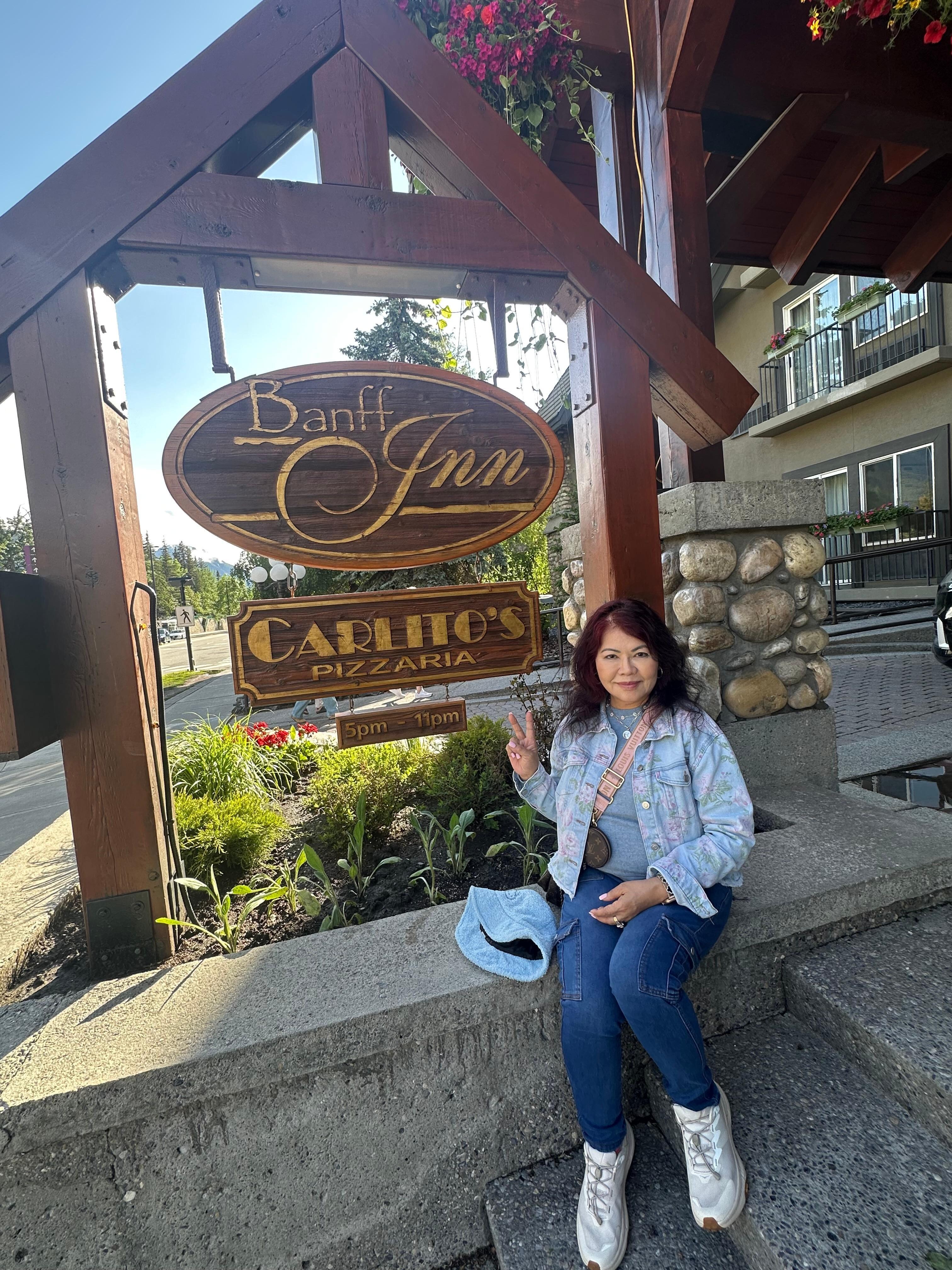 In front of the hotel, it’s located at Banff Avenue which is where most everything is. Very walkable to these restaurants and tour stops.