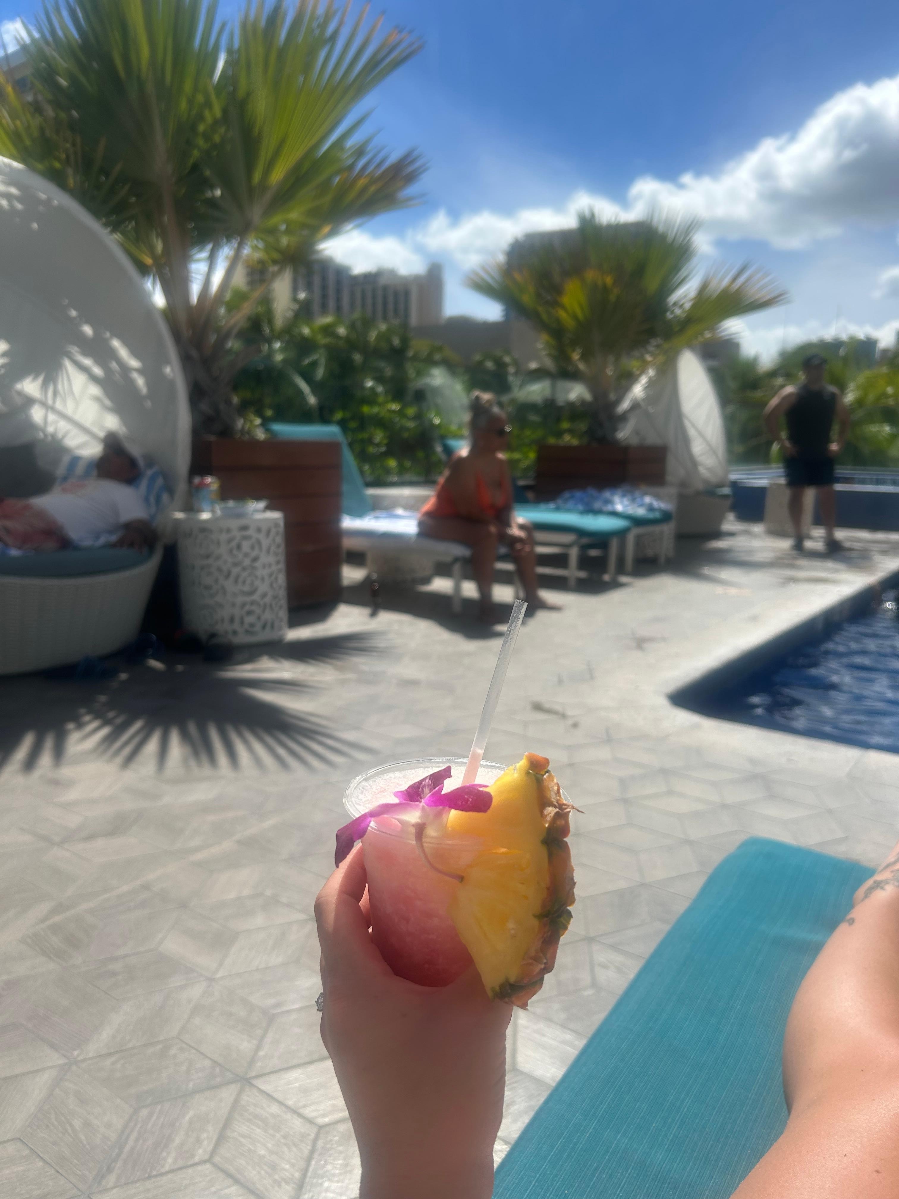 The pool and drinks right from
The bar. Happy hour was great everyday