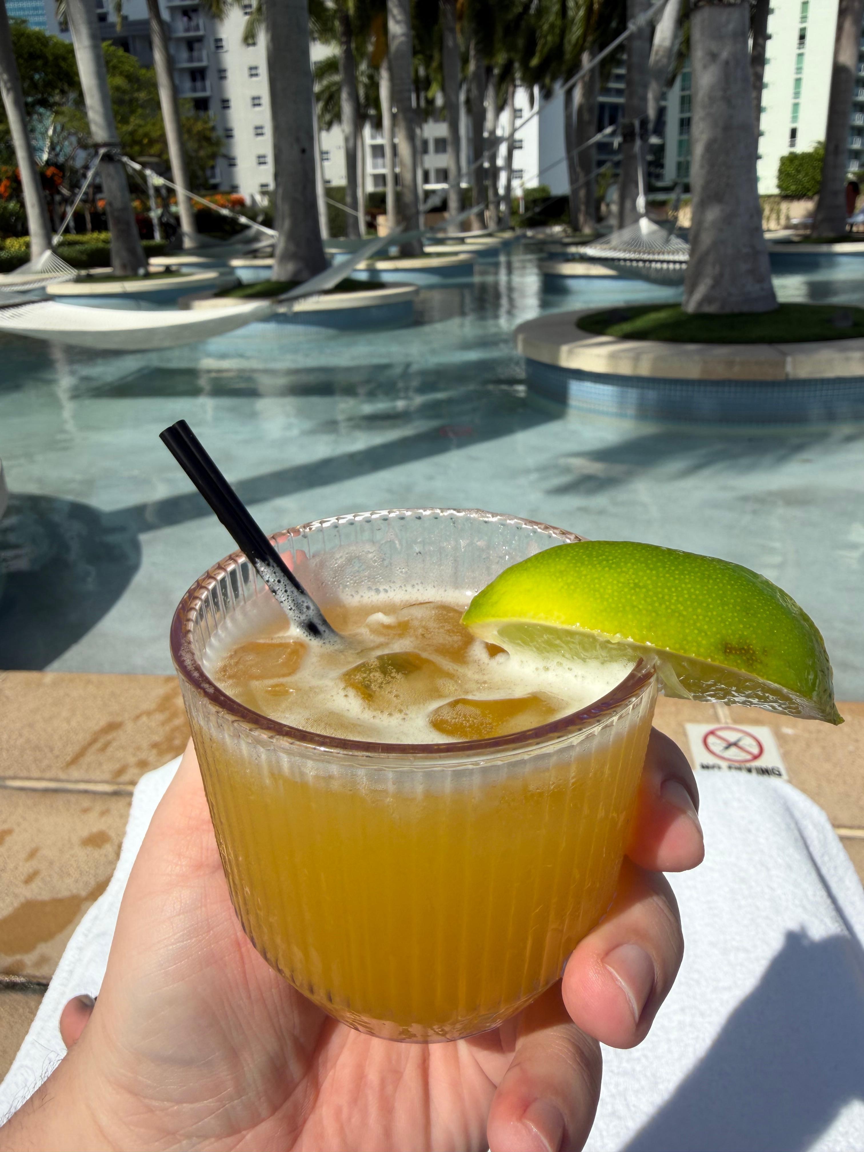 Passion fruit margarita poolside