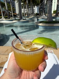 Passion fruit margarita poolside