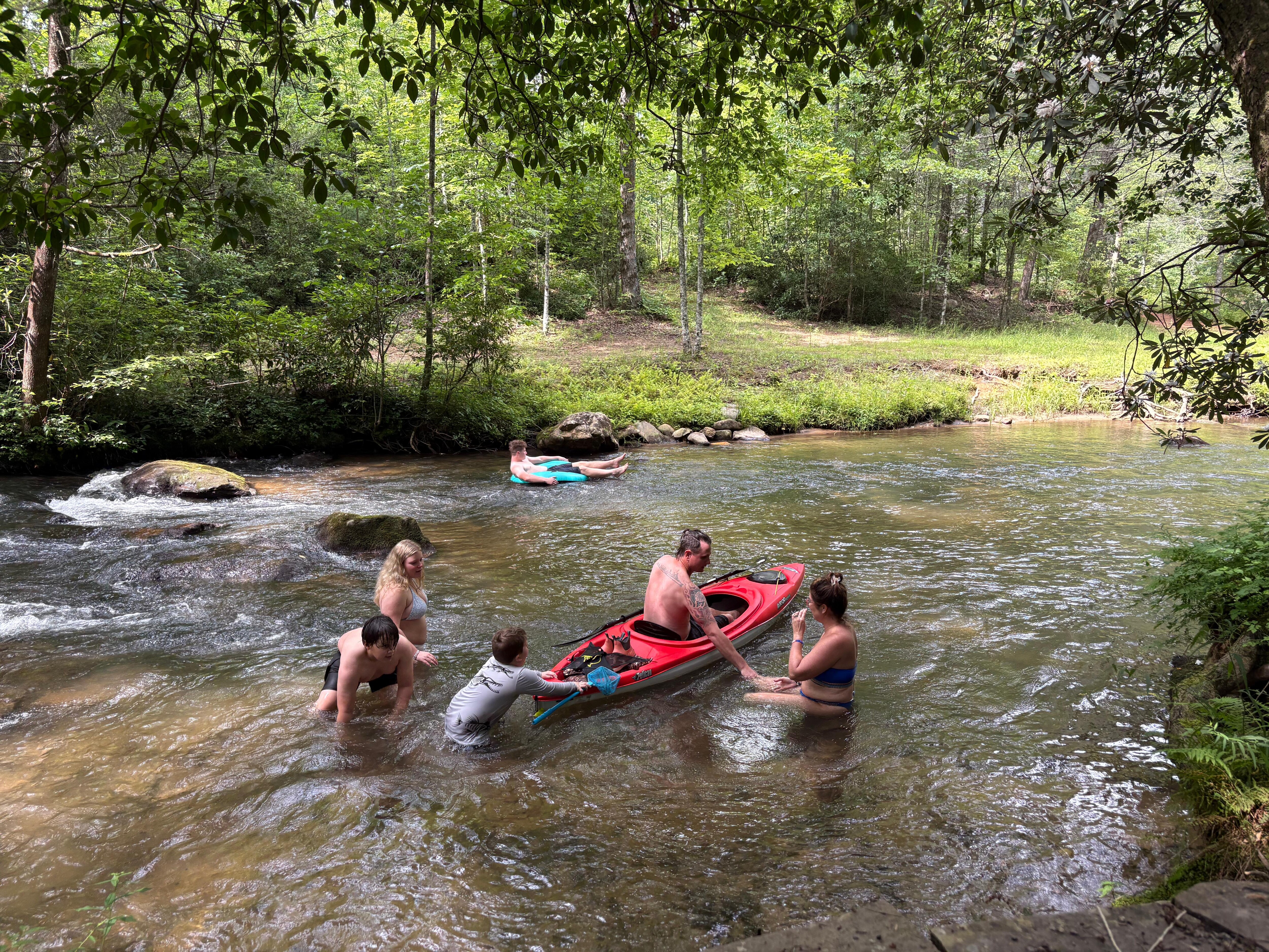 In the creek behind the property 