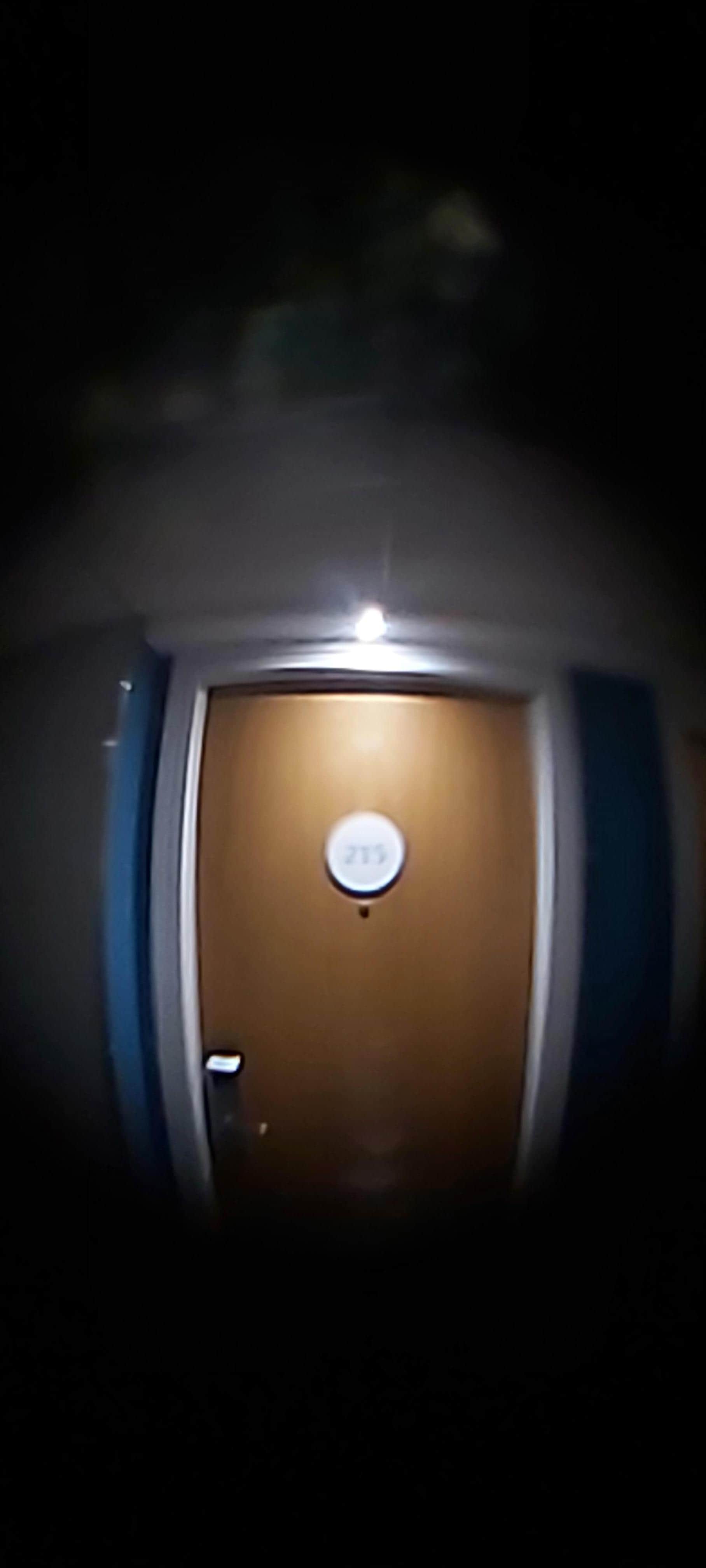 Halway view through spy hole in the room door. Didn't take any as wasn't expecting to put on a review.