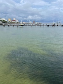 Standing down on the dock.