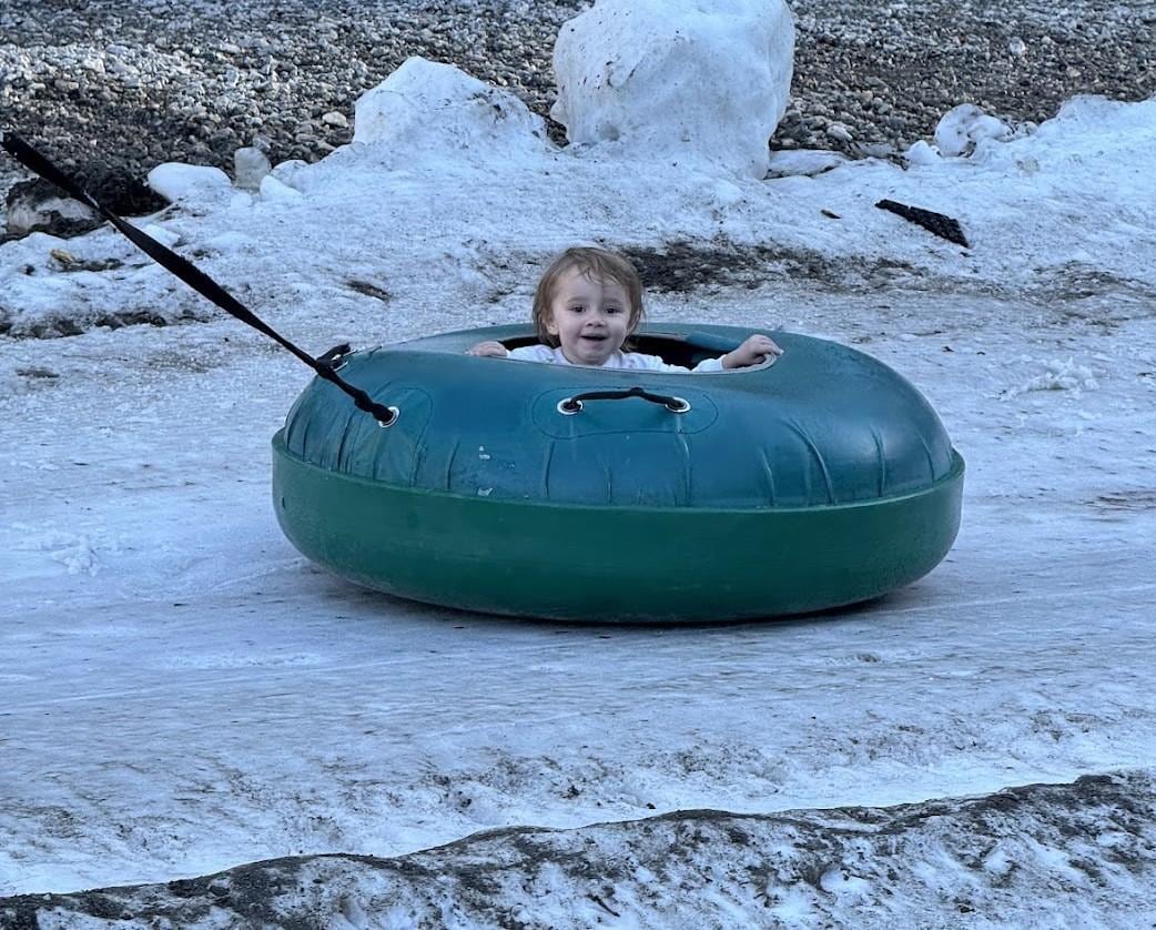 Even the youngest enjoyed the snow tubing.