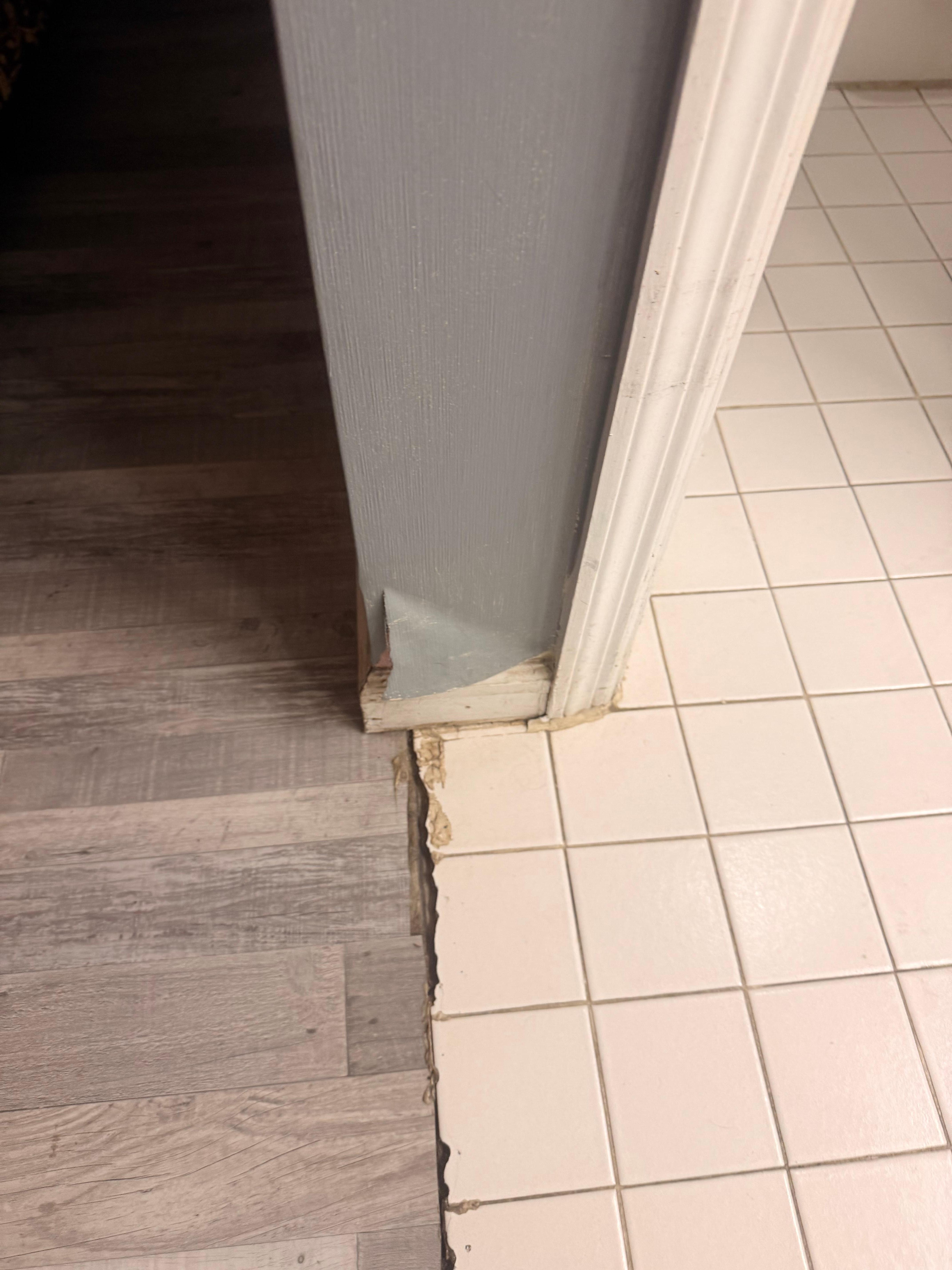 Wall peeling and the separation of the tile and laminate is a mess