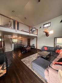 Family room looking up to the loft.