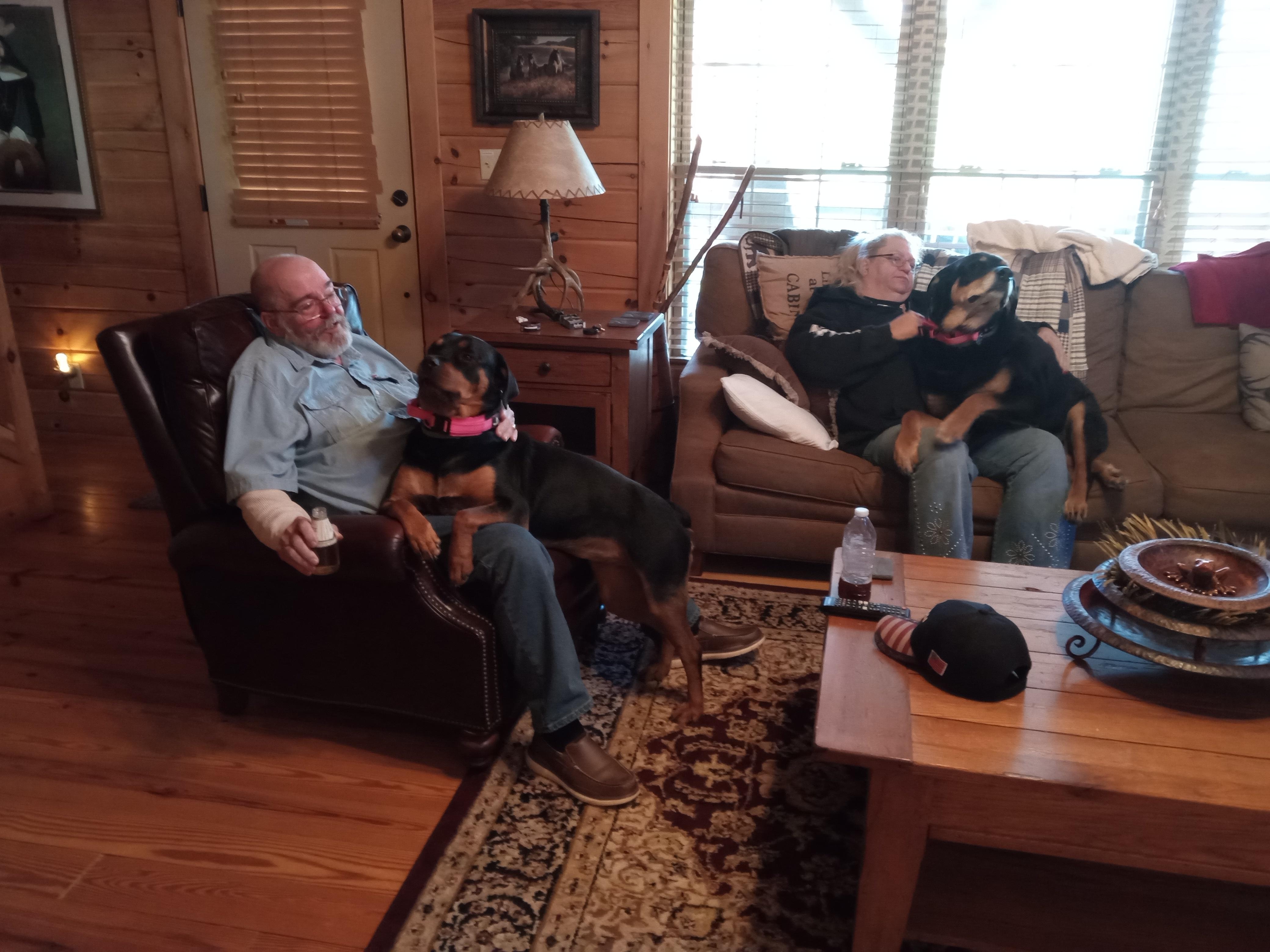The Wife and Pops relaxing in the living room.