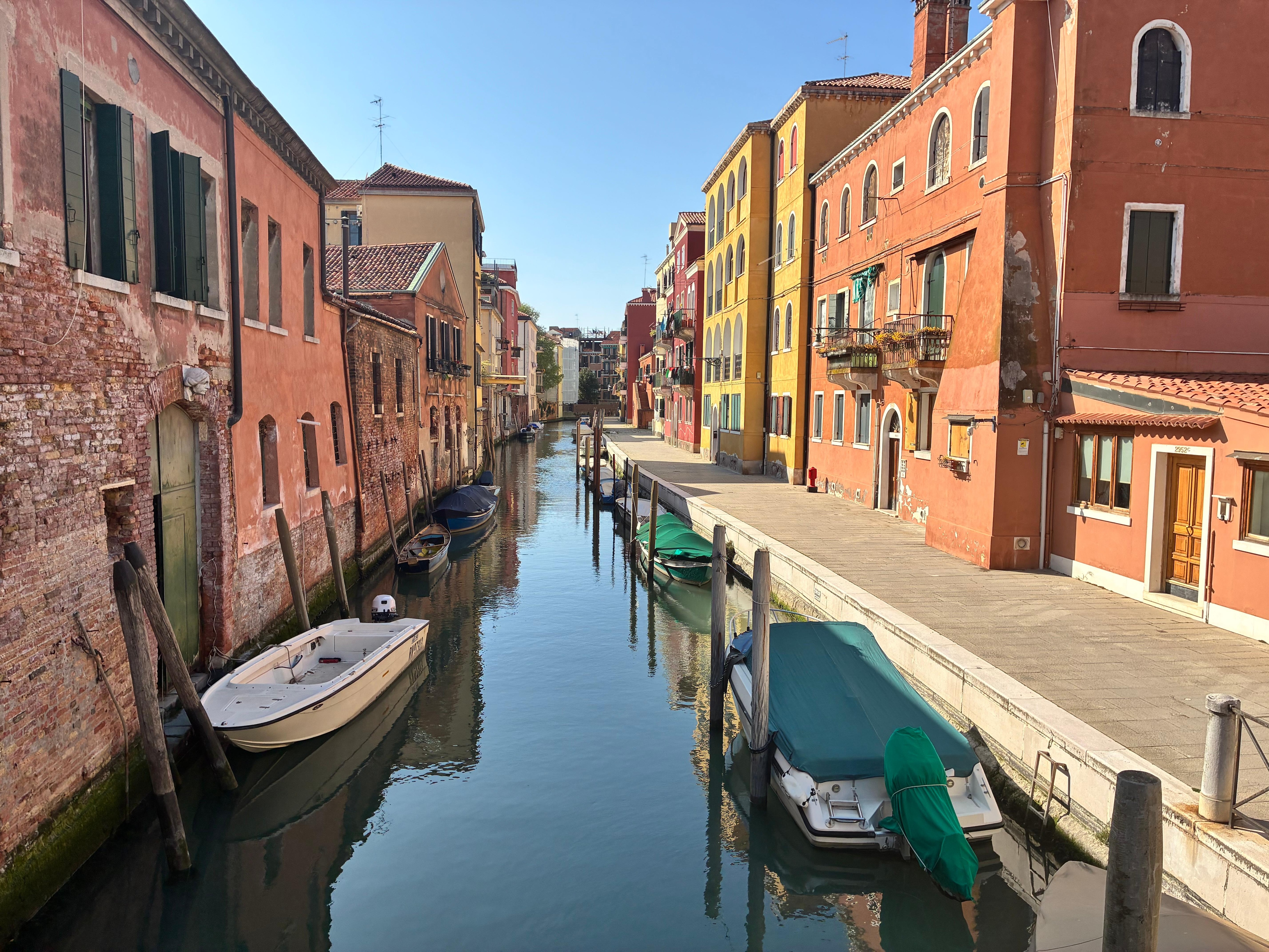 View of Nati’s House from bridge over Rio del Battello (apartment building is on right side with balcony)