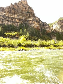 View from the river on our raft trip