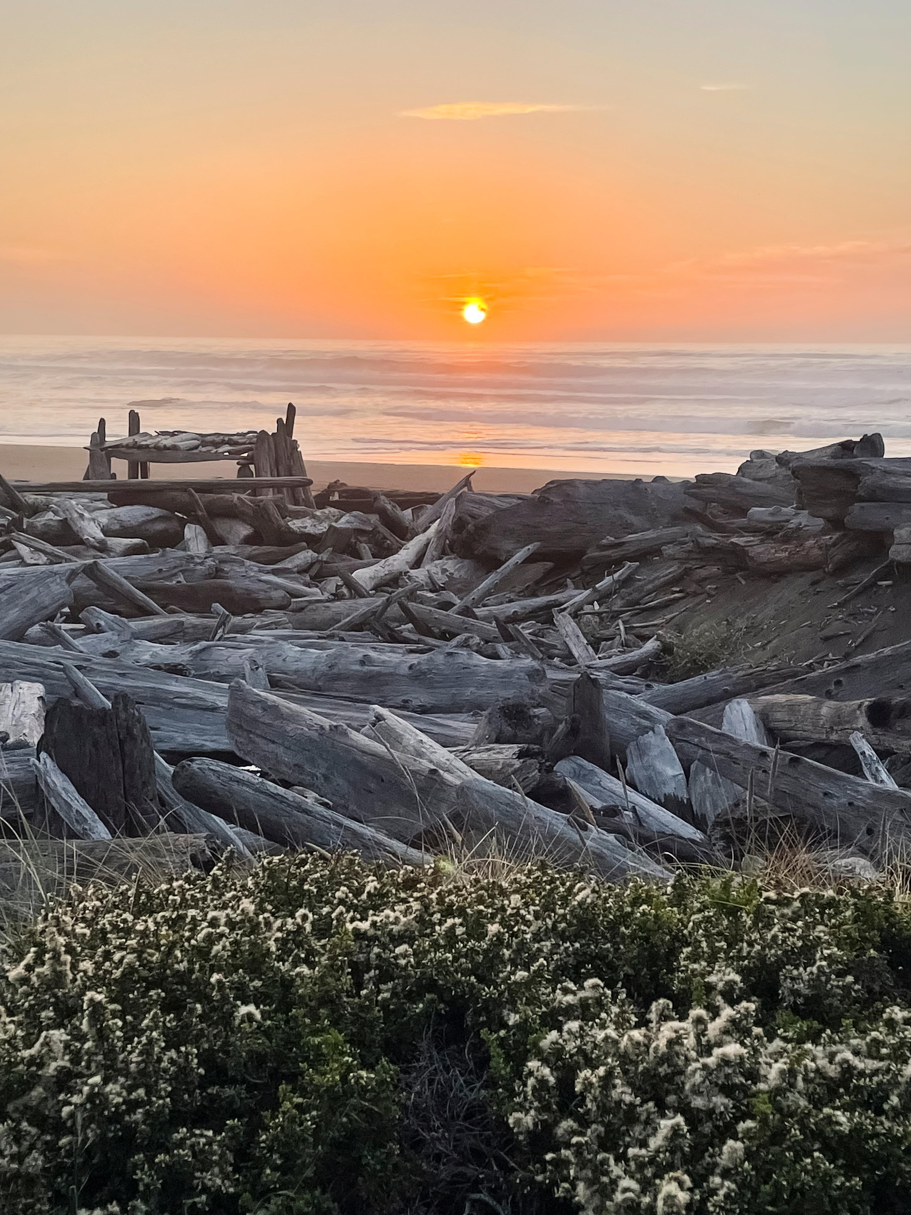 Irish beach at sunset. 