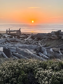 Irish beach at sunset.