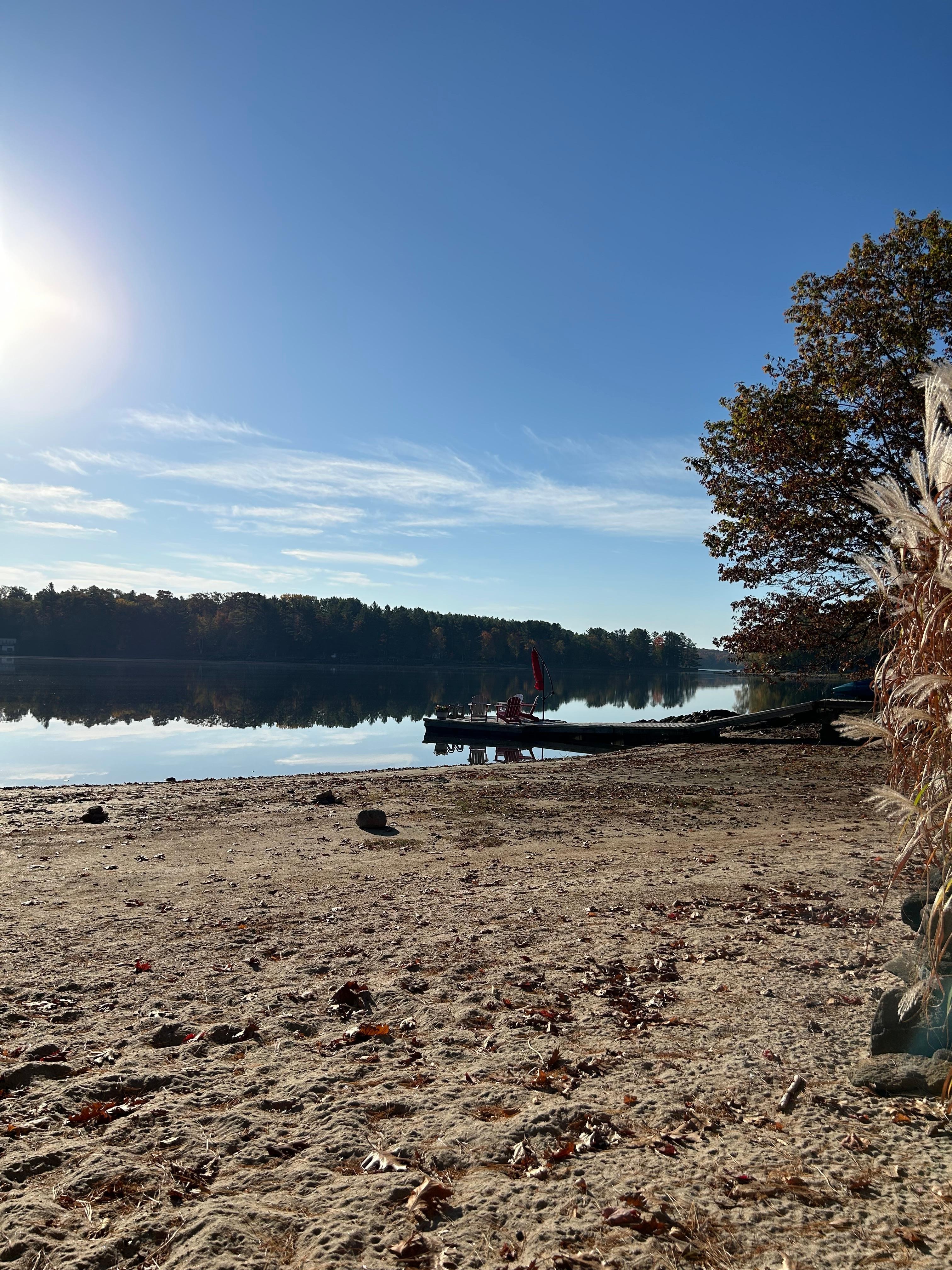 Flat, sandy, zero entry beach 