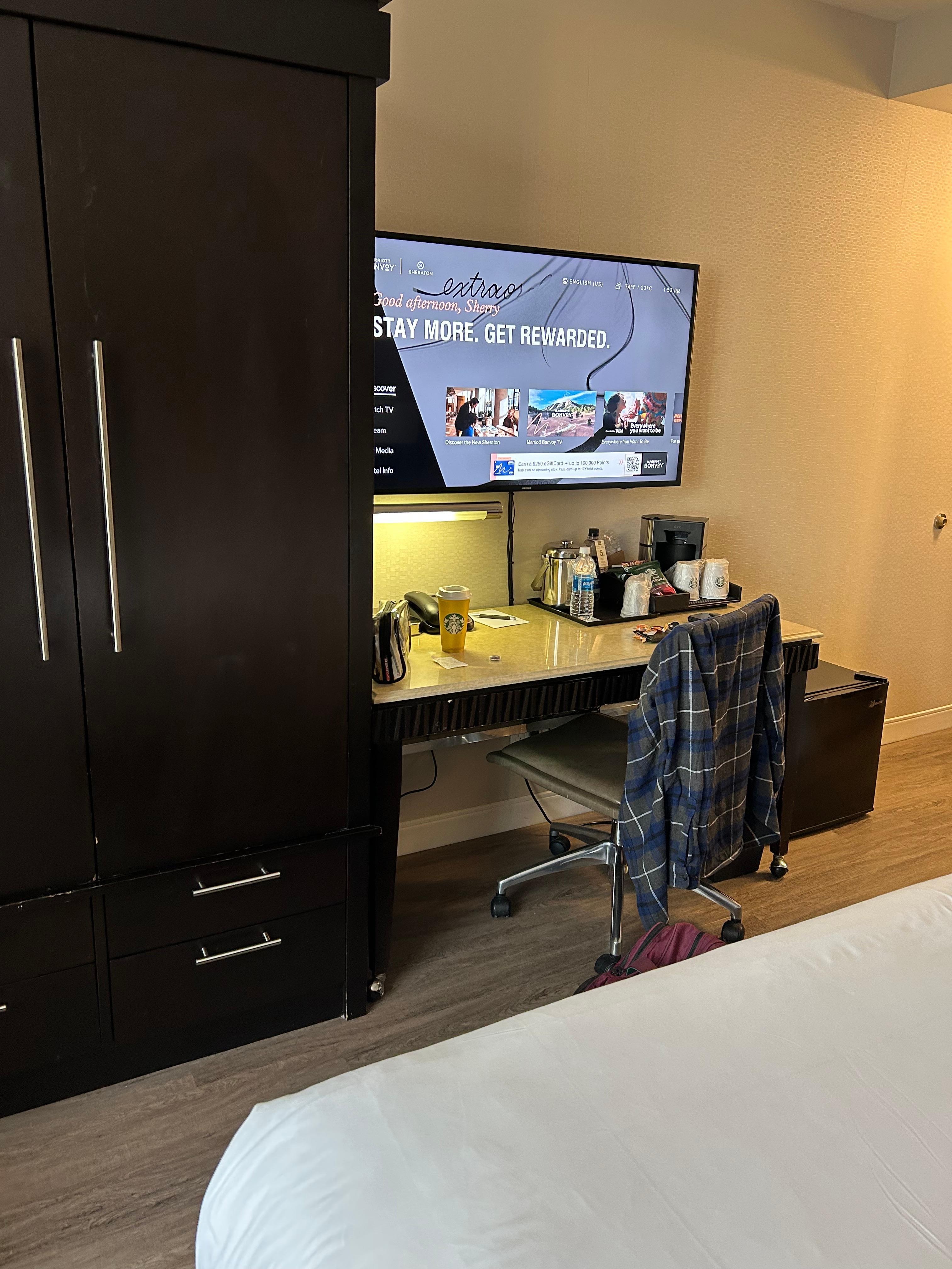 Armoire for clothes with iron, full length mirror and safe