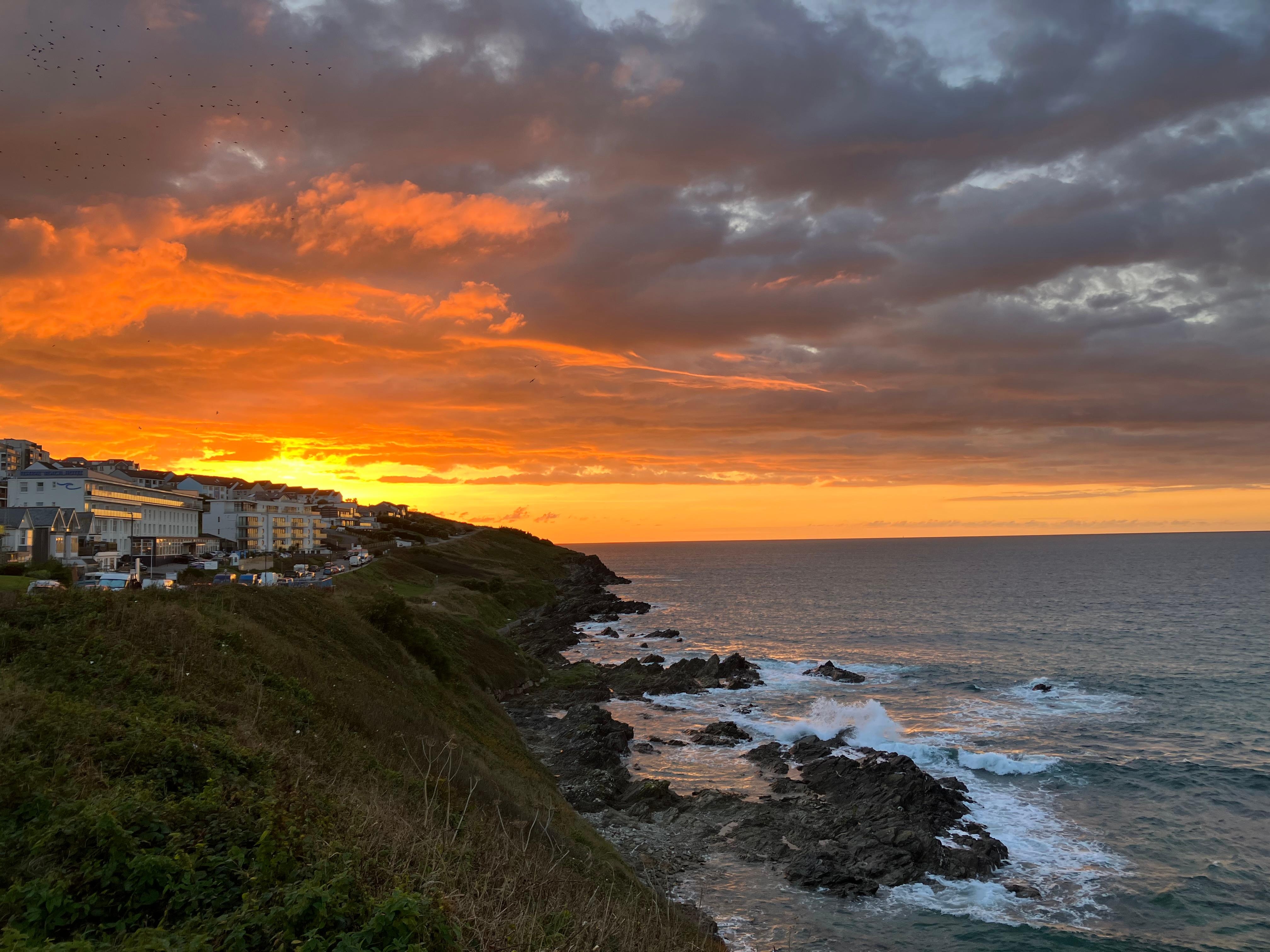 sunsets behind the hotel