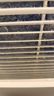 the fan grille in the bathroom is dirty