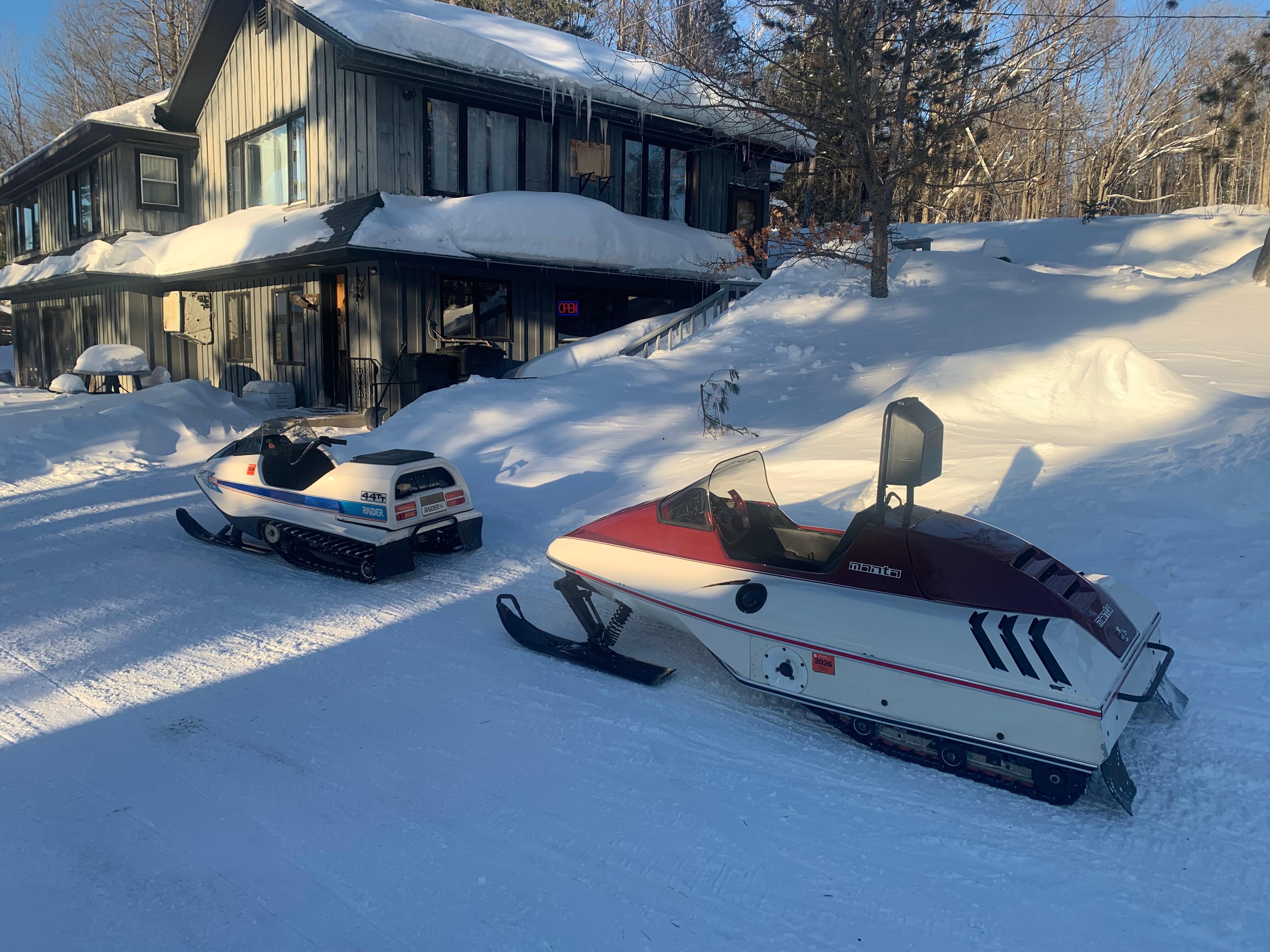 Vintage sleds at a vintage resort. 