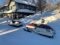 Vintage sleds at a vintage resort.