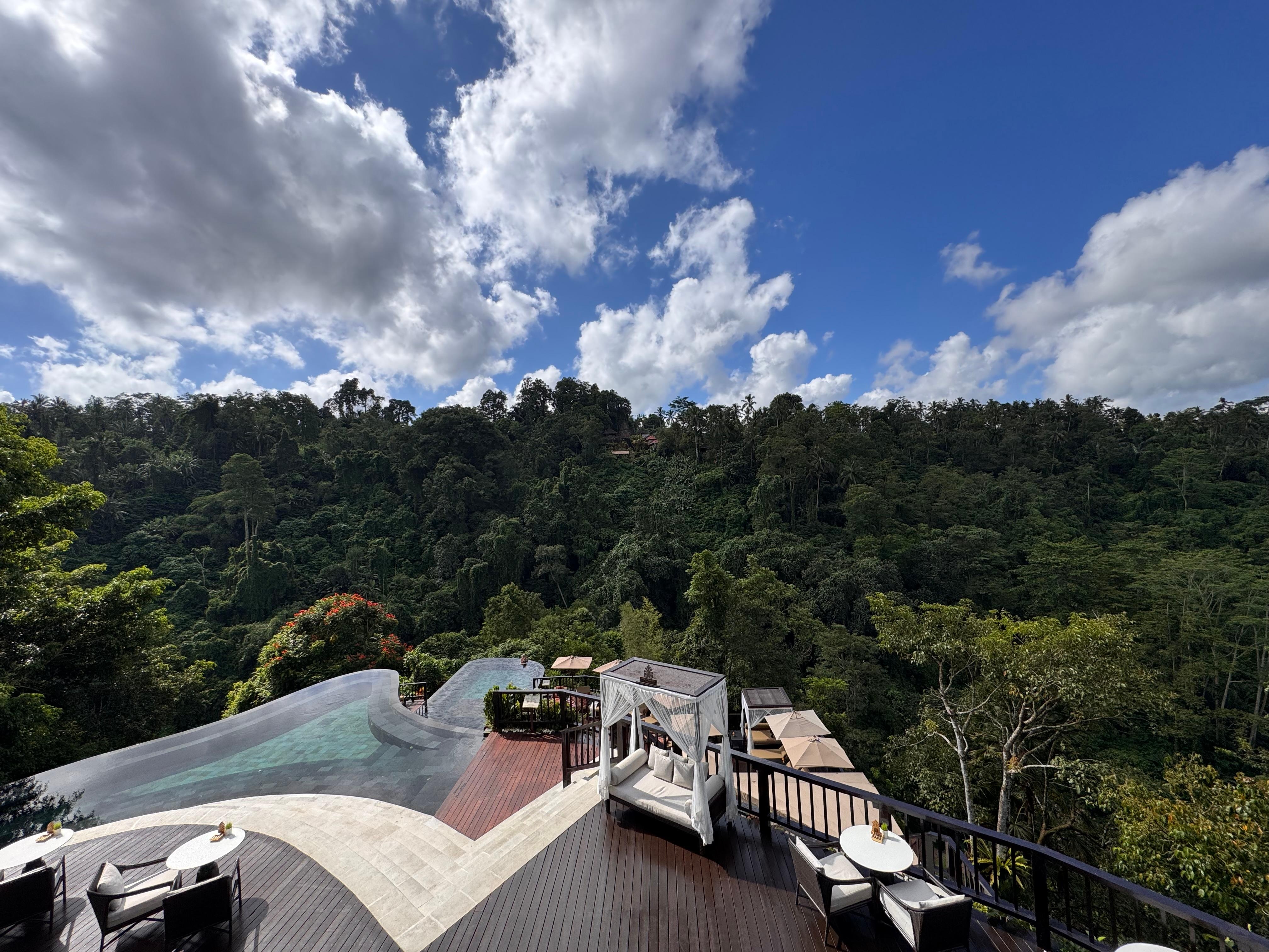 Restaurant view of pool and valley