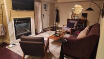 Seating for 4 comfortably in living area