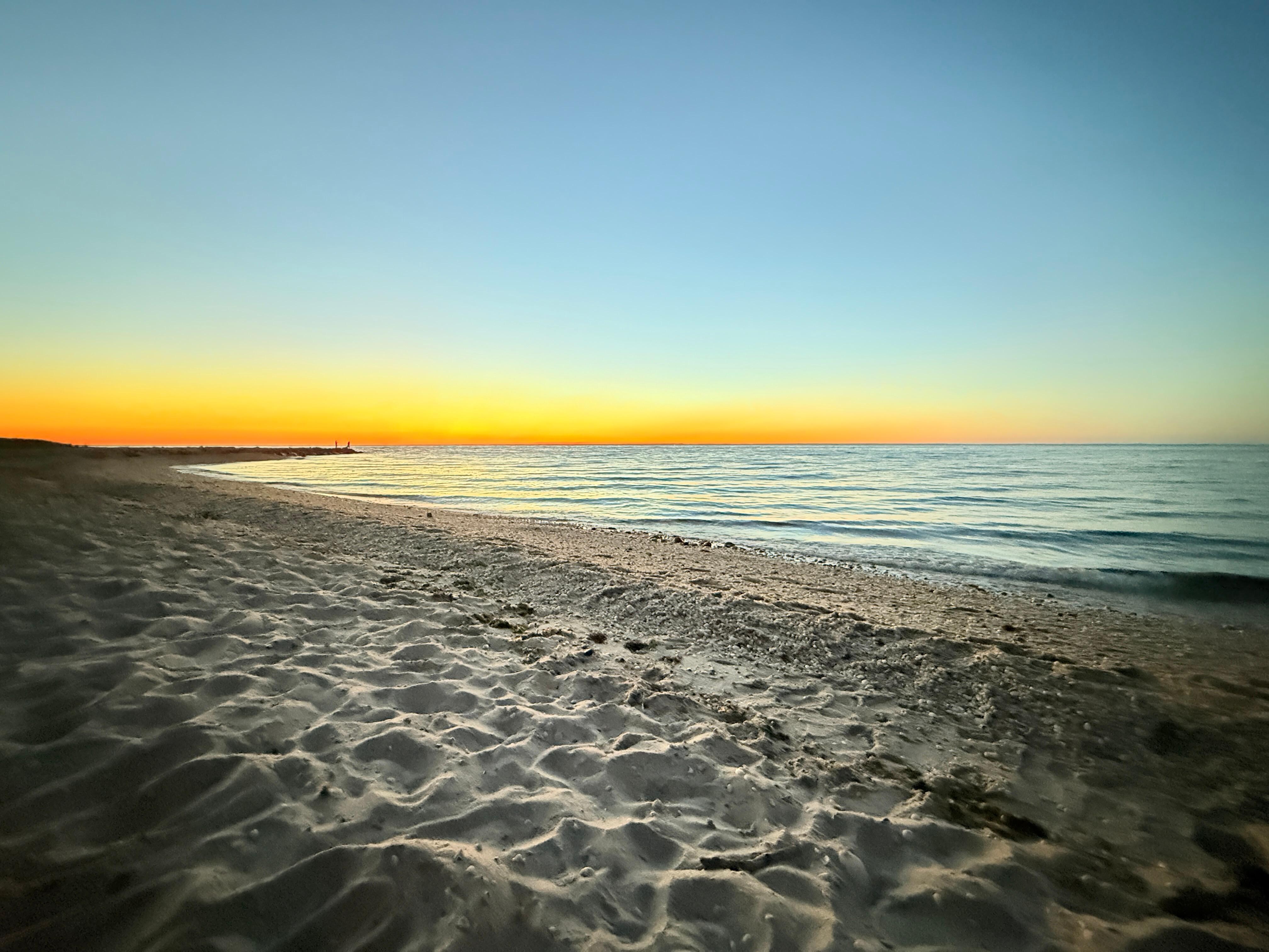 Evening at the beach at the end of the block