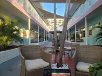 Outside was comfy and stylish although several seats on the outdoor furniture were missing cushions