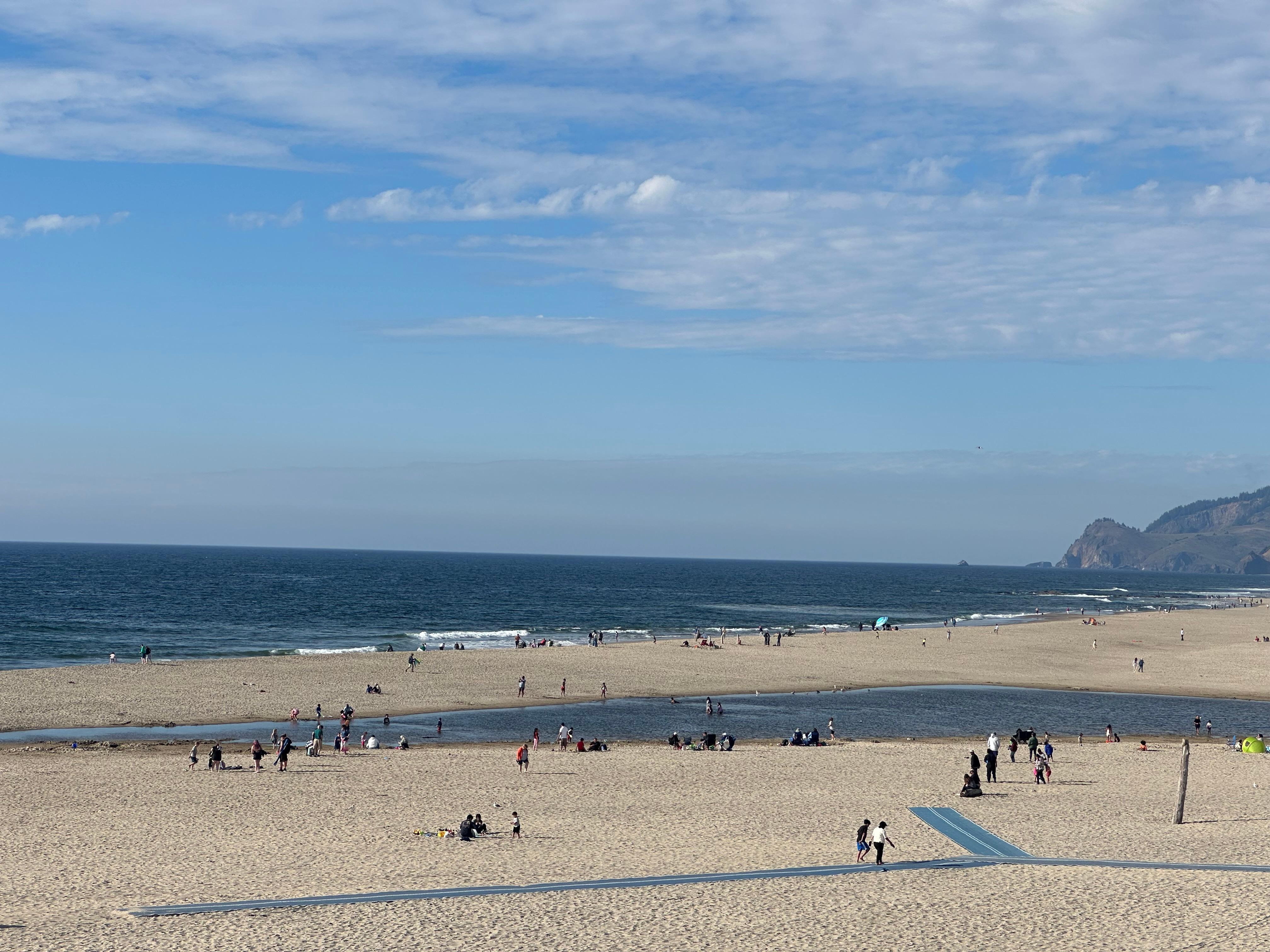 View from the balcony of the beach at the D-River wayside. 