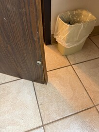 Bathroom door was coming apart. Got caught in the doorframe everyone you shut the door.