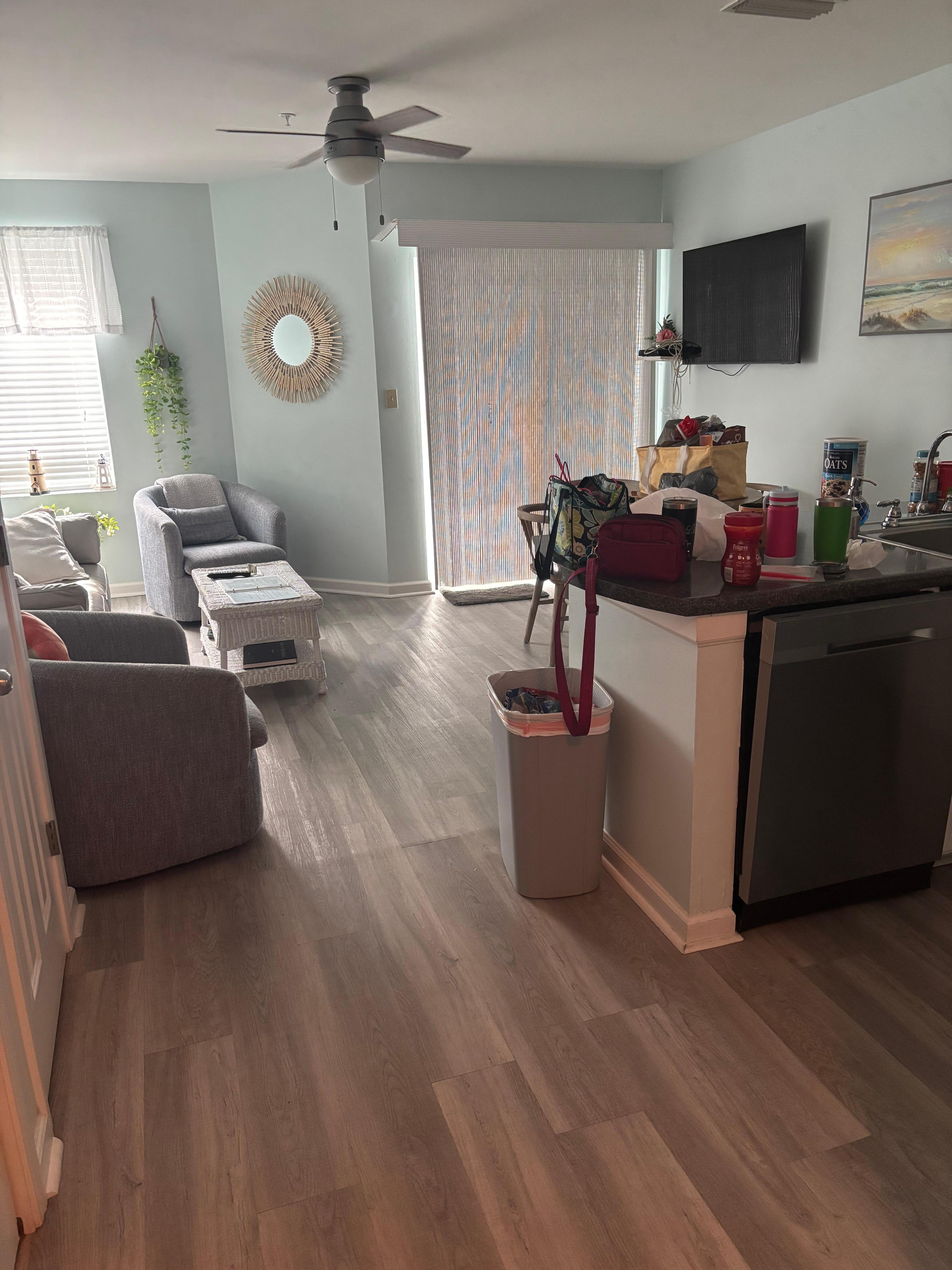 Inside condo toward the front room
