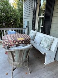 Had my morning coffee sitting on the church pew.