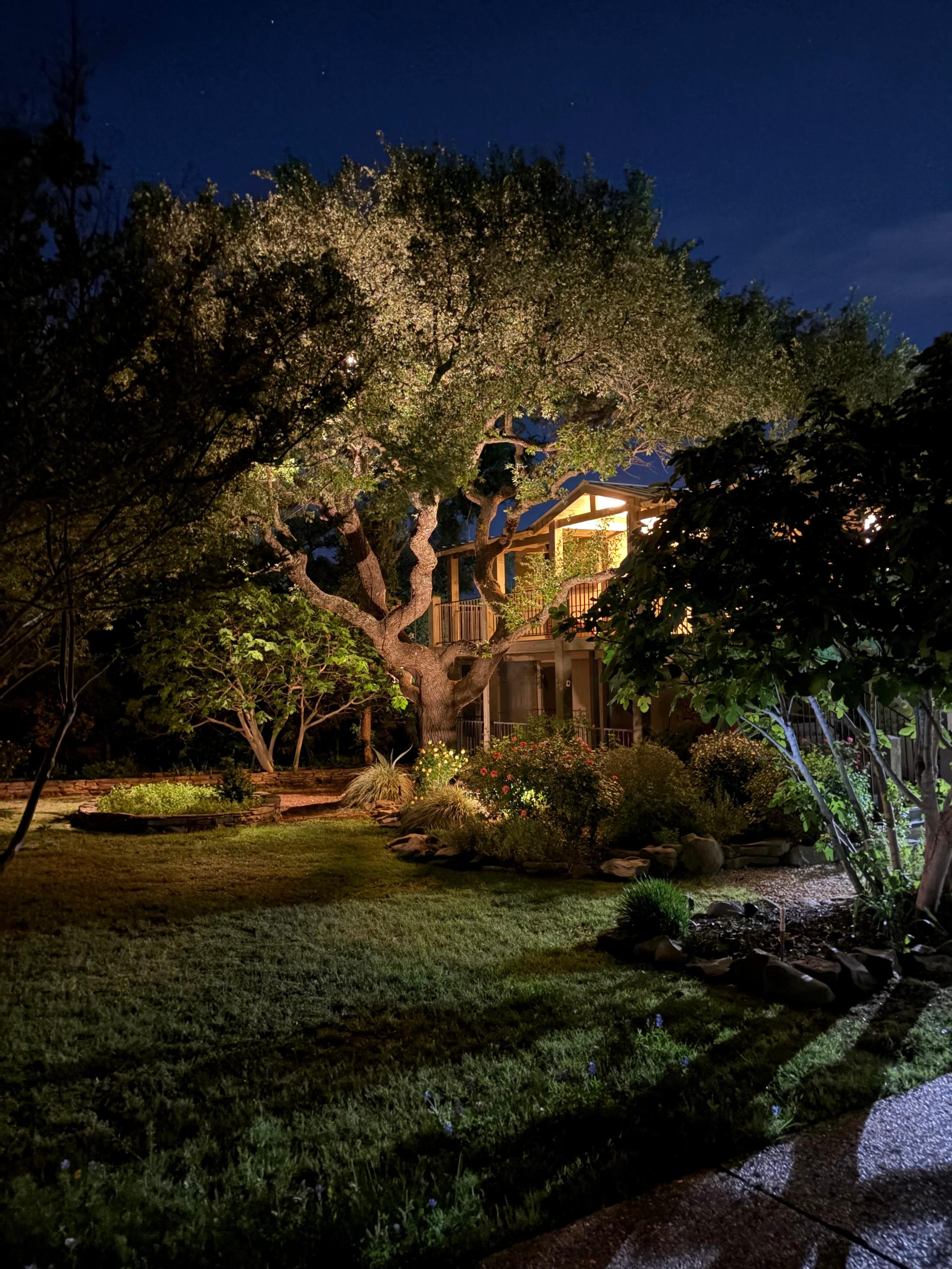 Front of home at night
