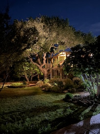 Front of home at night