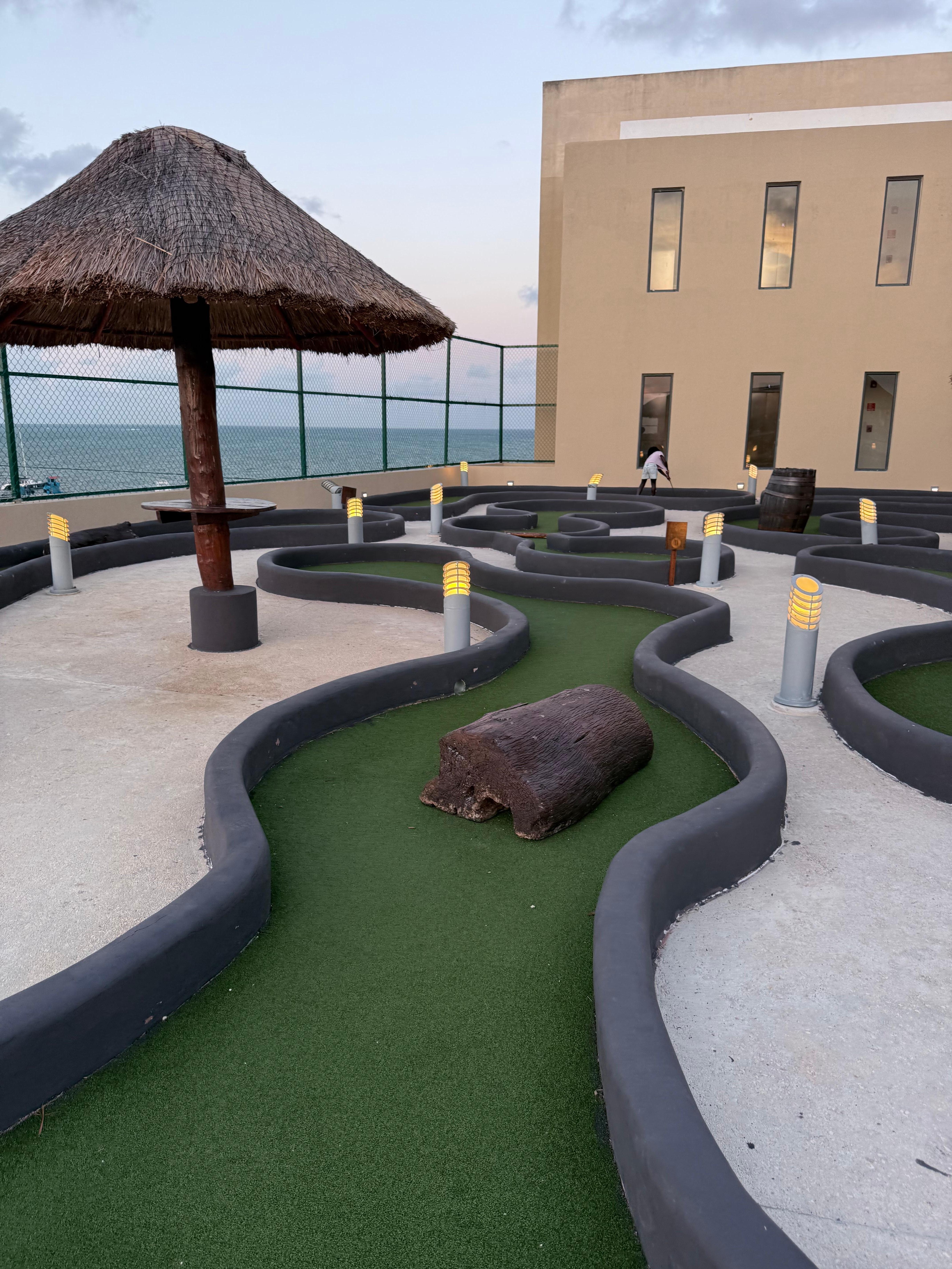 Rooftop mini golf (kids friendly). 