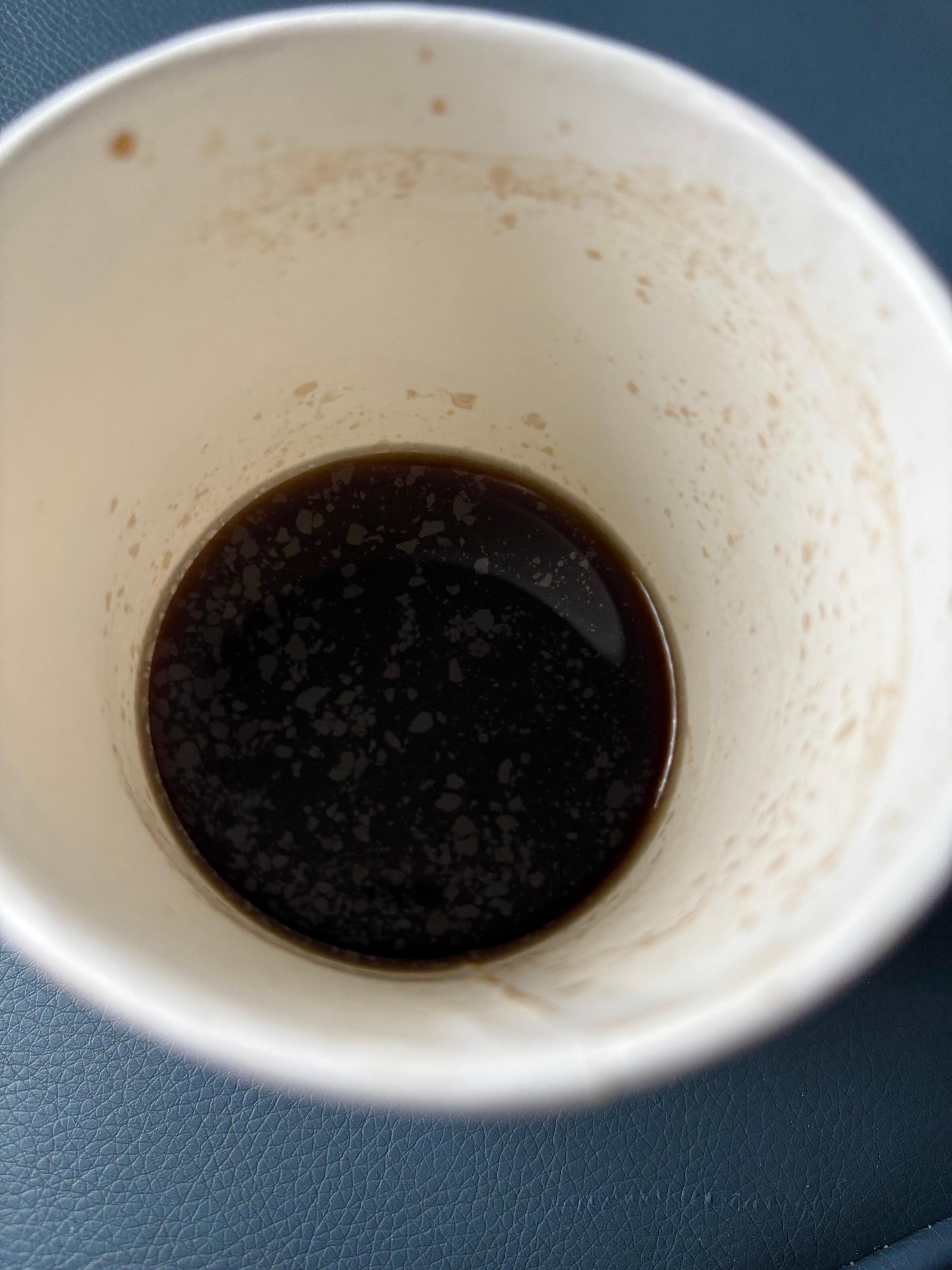 The coffe from the in room coffee maker. 