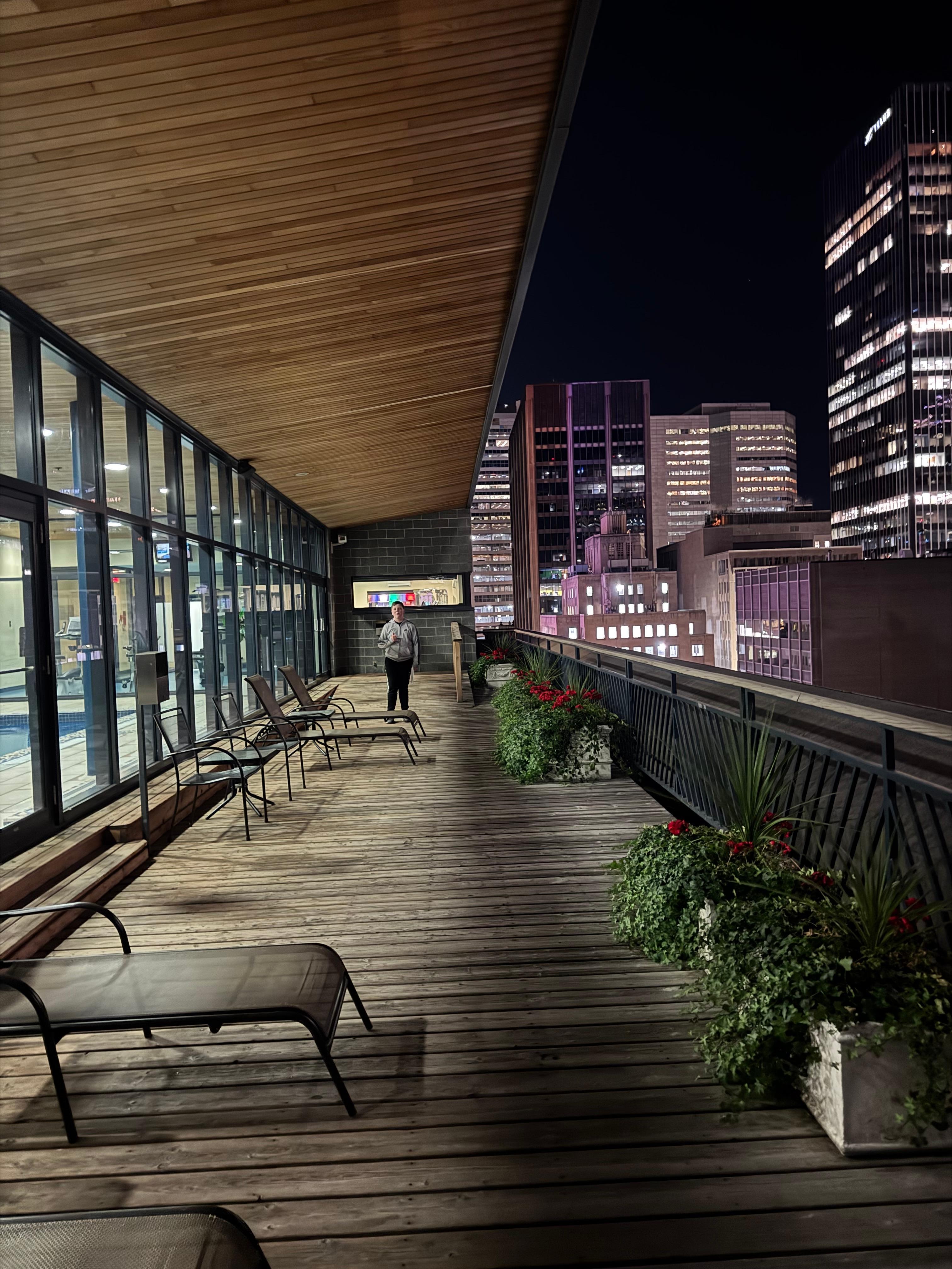 Outdoor balcony at the pool. 