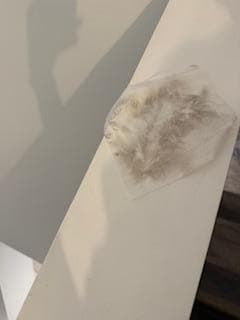 Surfaces dirty. White cloth after we wiped