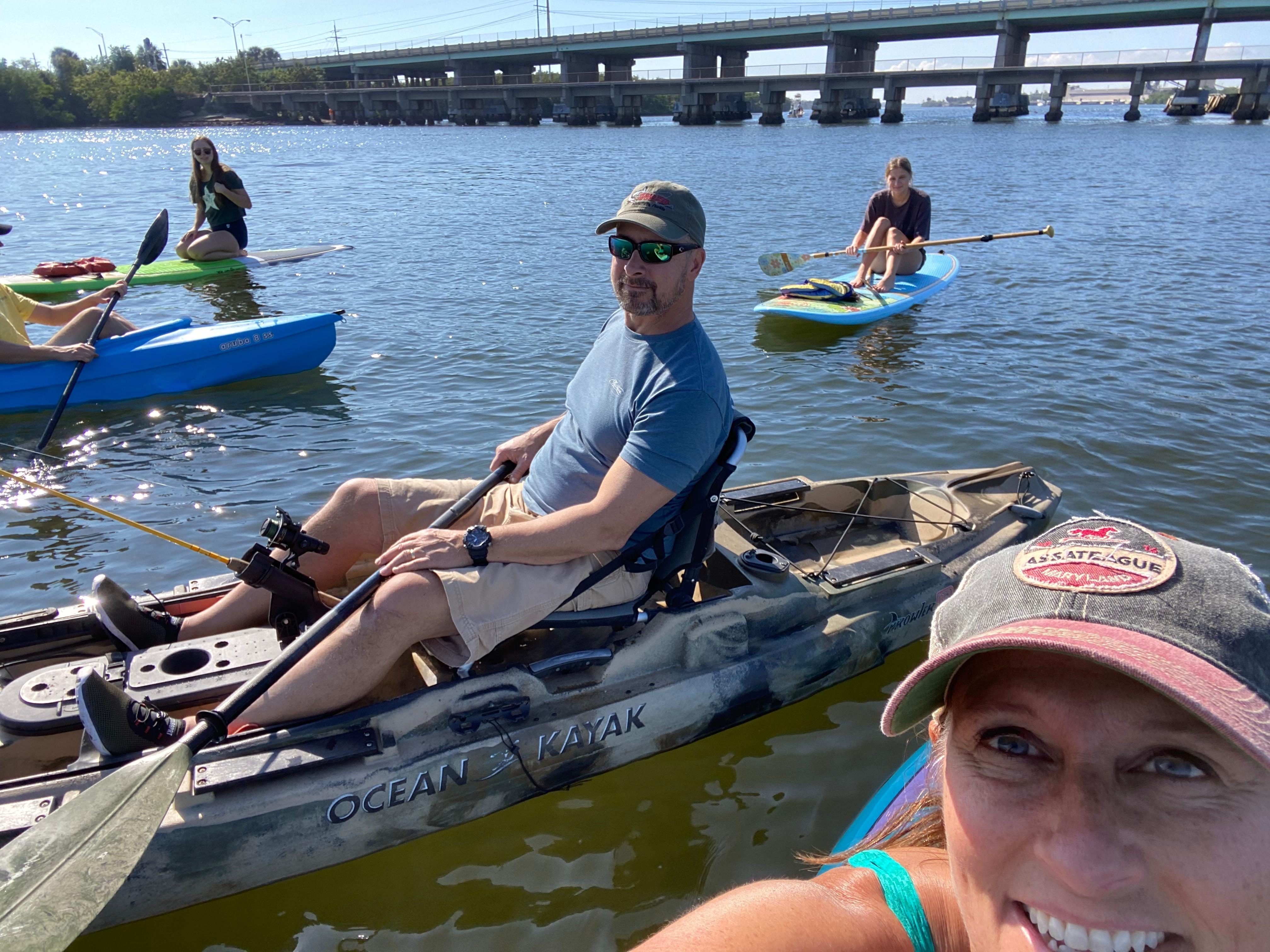 Dolphins swam up close to us when we were near the bridge.
