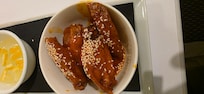 Dinner started with buffalo wings