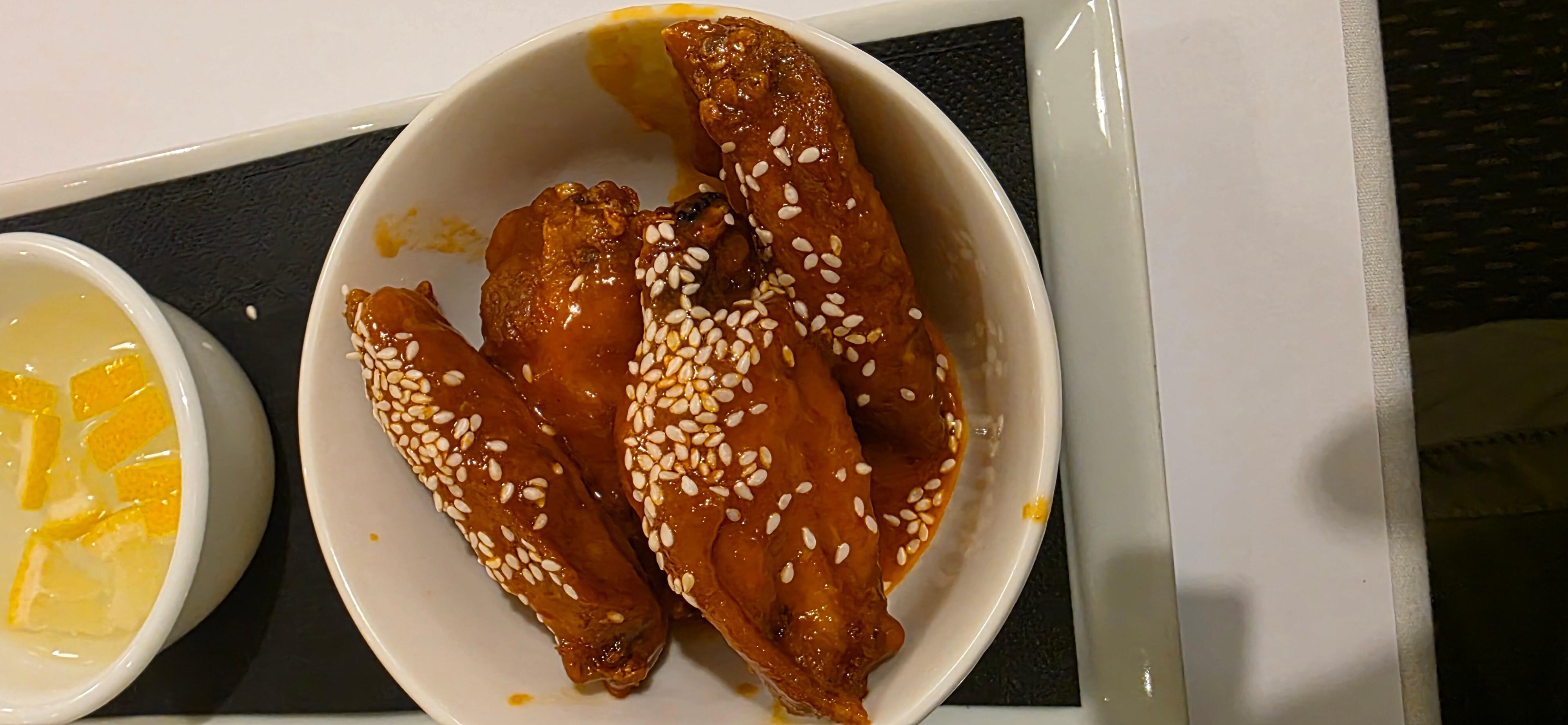 Dinner started with buffalo wings