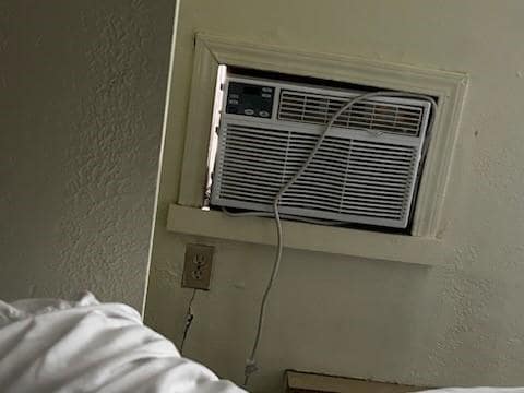 A/C had gaps that let the -14 air and wind in. Even with heat cranked we had to wear jackets in the room.