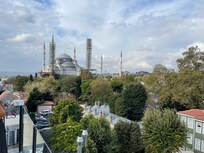 View of the blue mosque from our balcony