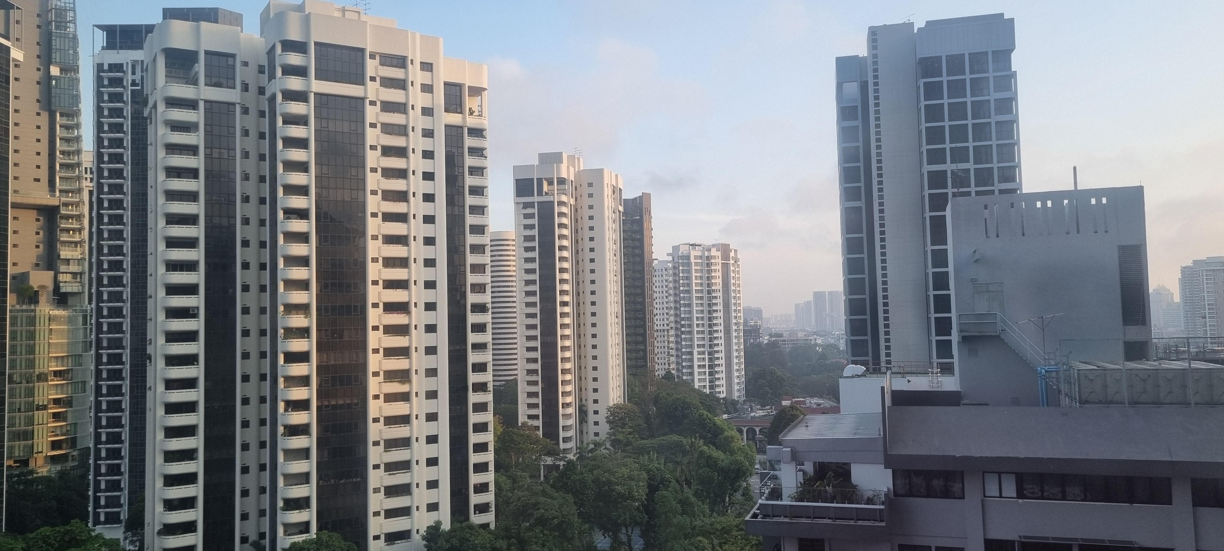 View from12th floor over central Singapore 