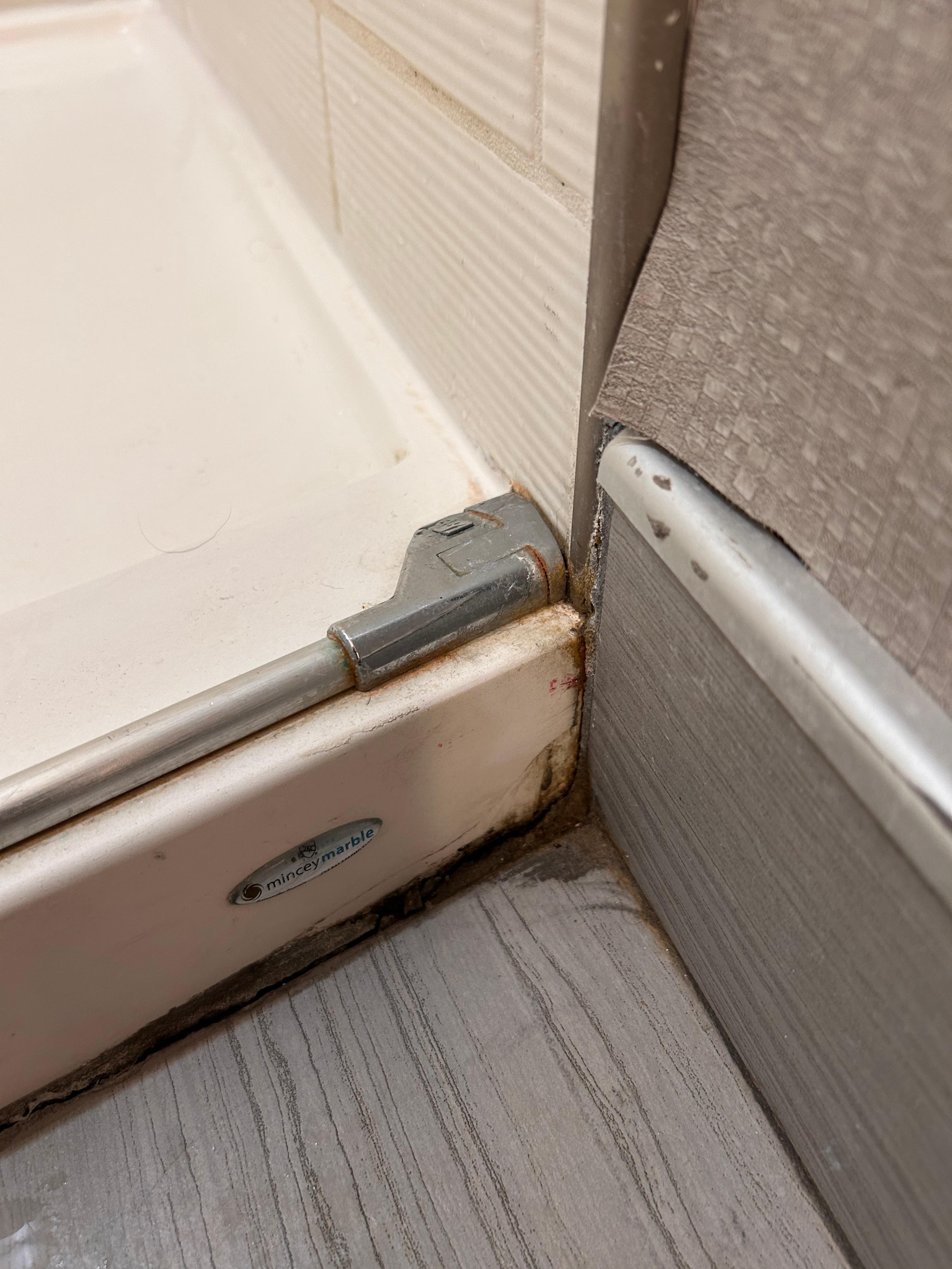 Bathroom shower entry. 